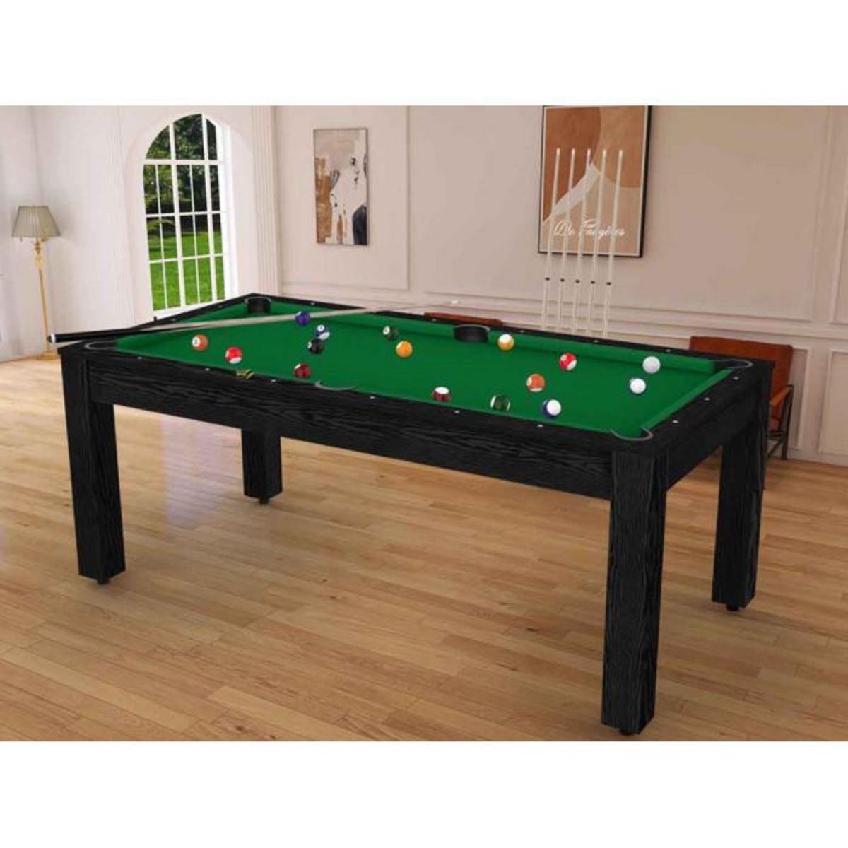 Paris Prix Table de Billard Convertible  Oregon  213cm Noir & Vert