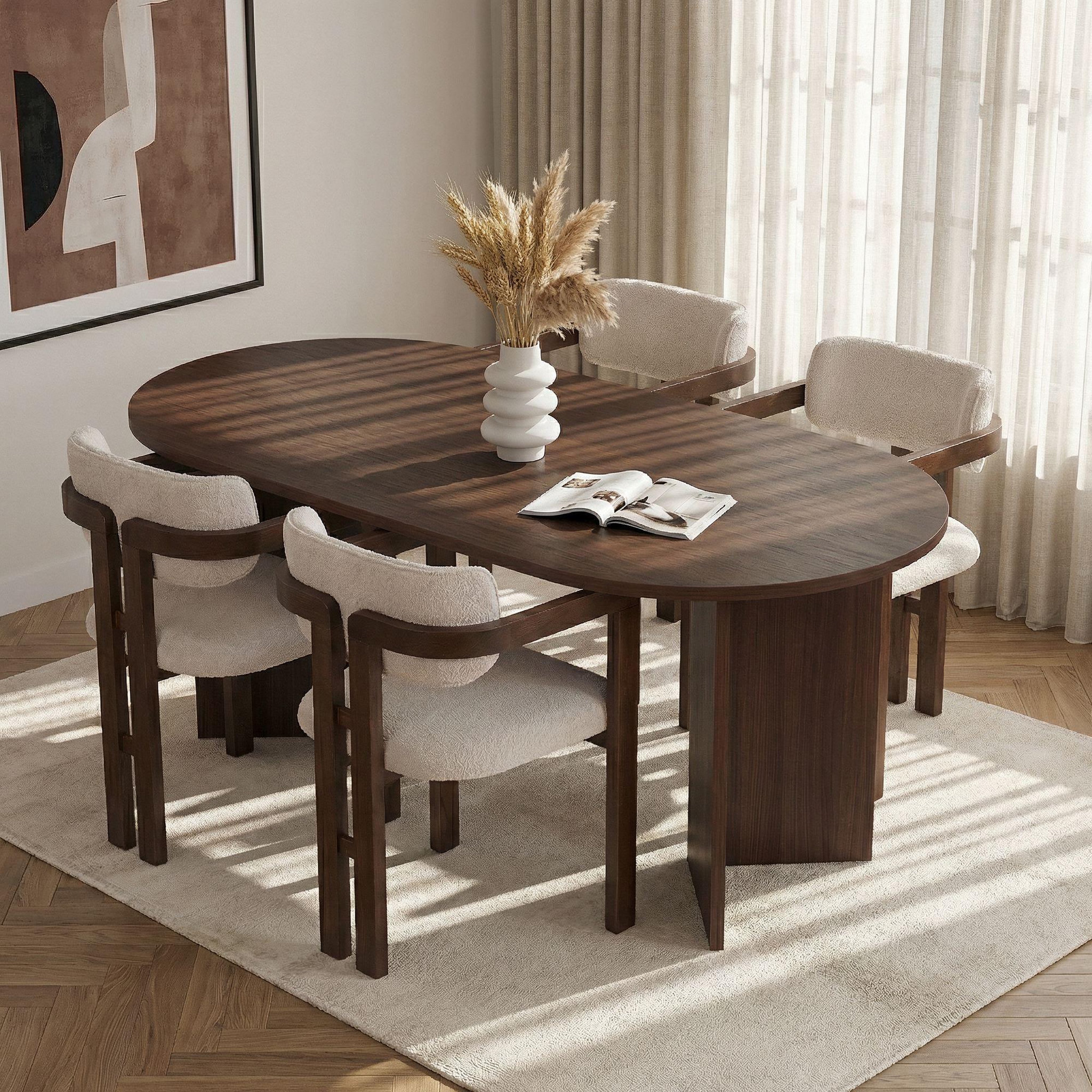 Voir la diapositive 2 : Habitat et Jardin Ensemble Table et Chaises (5 Pièces) en bois  Meridia 4  - 180 x 90 x 75 cm - Blanc