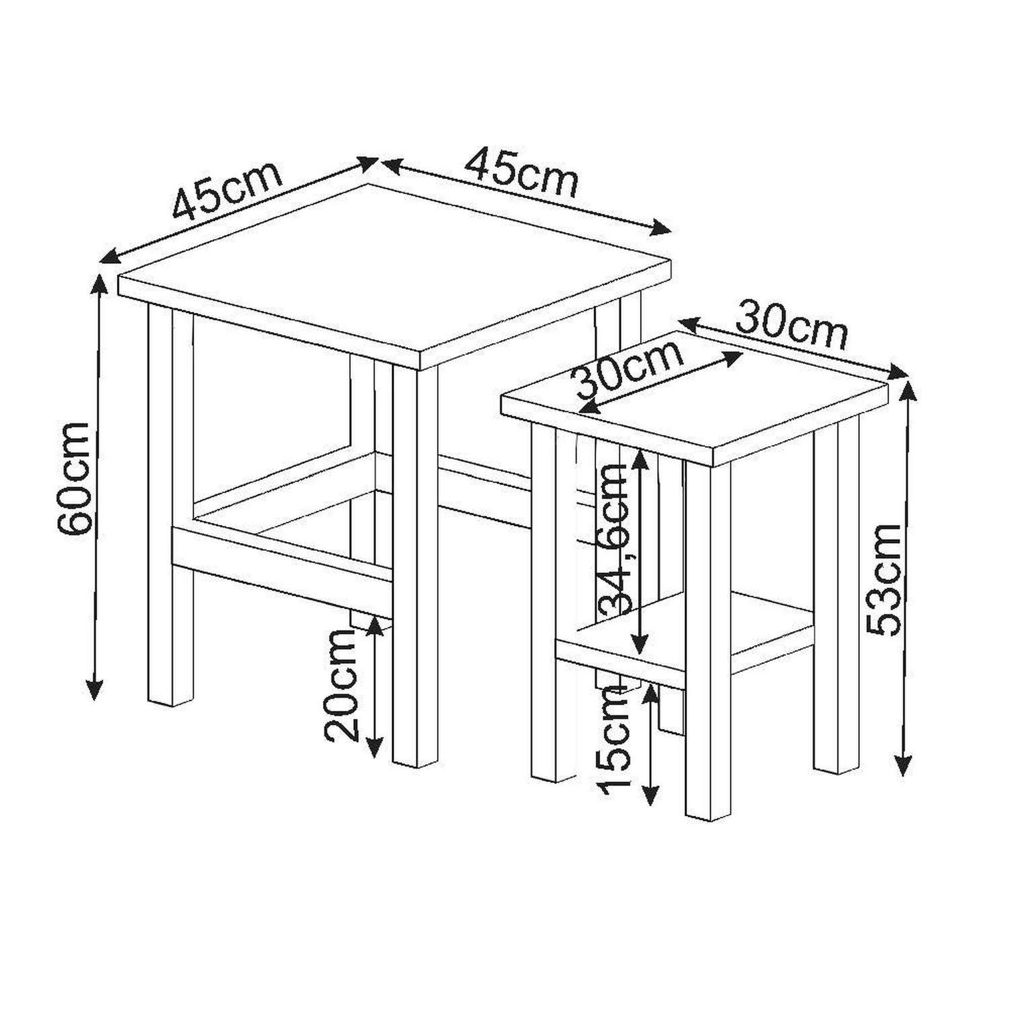 Voir la diapositive 3 : TOILINUX Lot de 2 tables gigognes effet bois lino