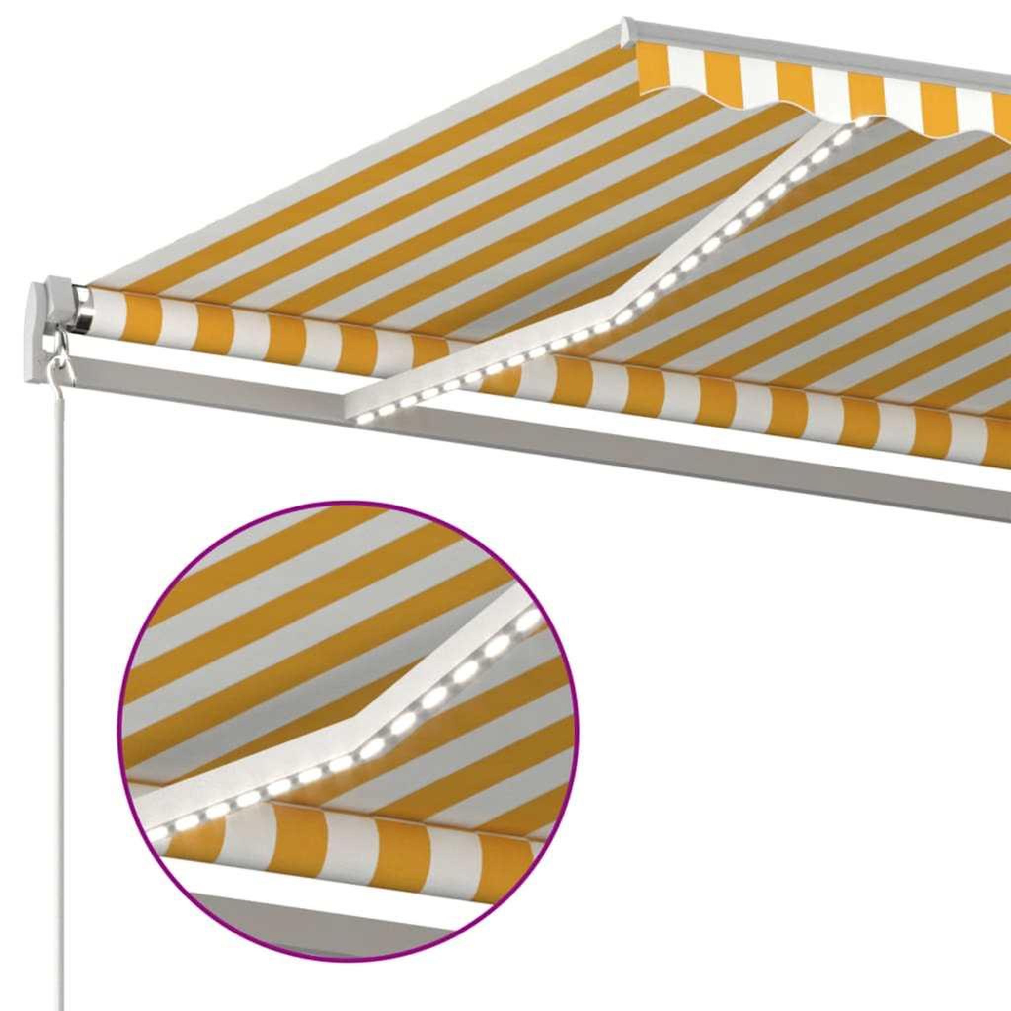 Voir la diapositive 5 : VIDAXL Auvent manuel retractable avec LED 400x300 cm Jaune et blanc