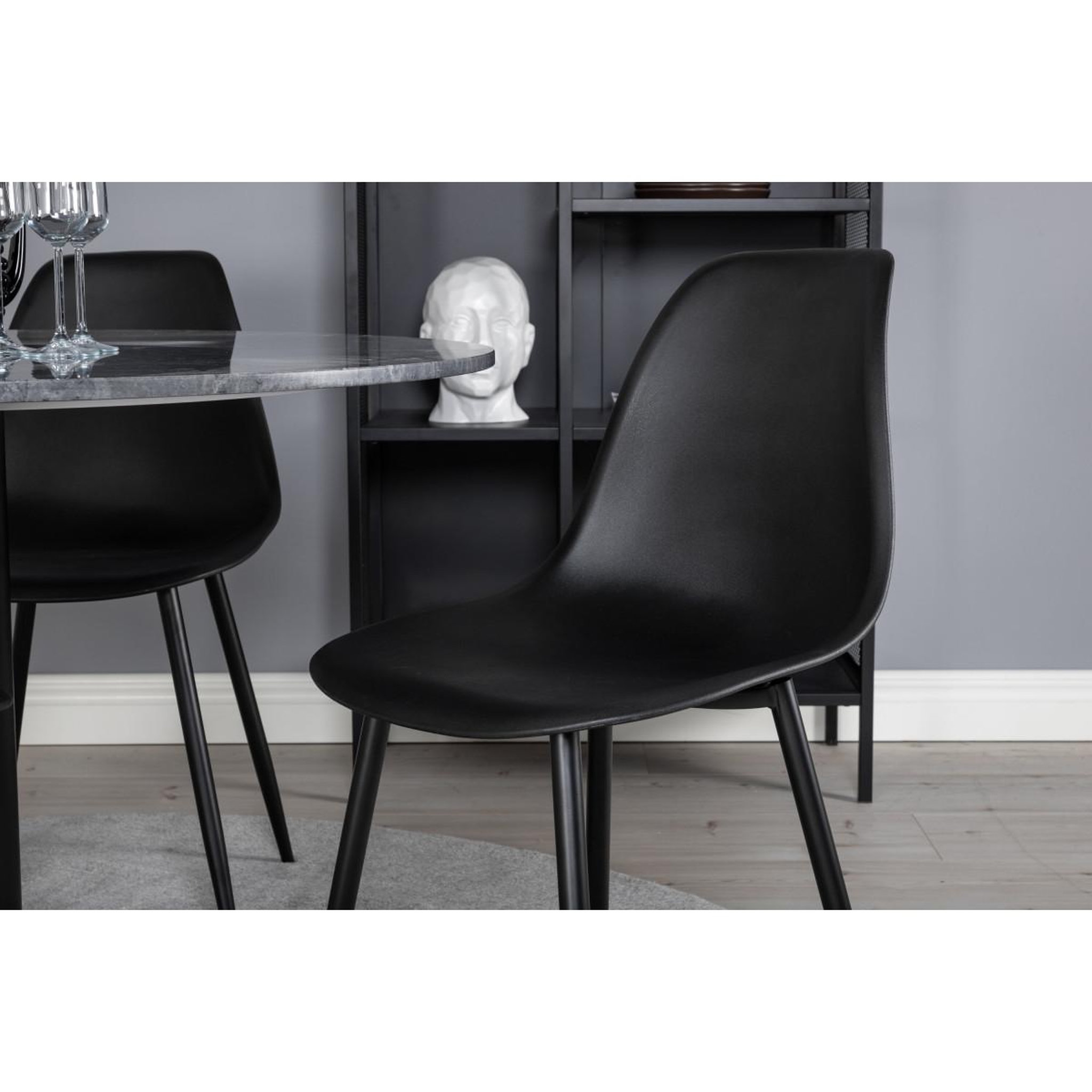 Voir la diapositive 5 : Paris Prix Ensemble table à manger & 4 chaises  estelle & polar  106cm gris foncé & noir