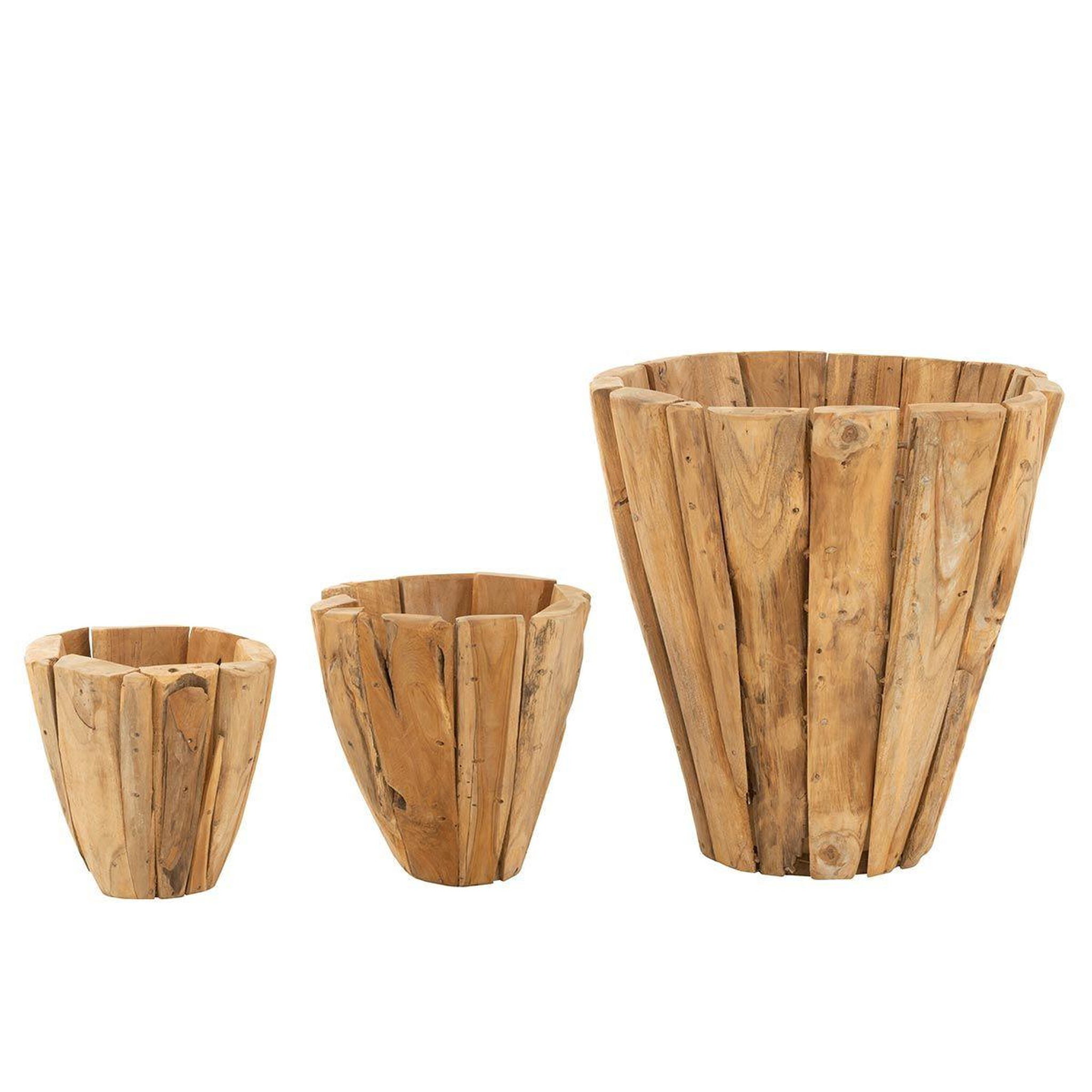 Voir la diapositive 3 : J-LINE Cache-Pot en Bois  Jack Teck  40cm Naturel