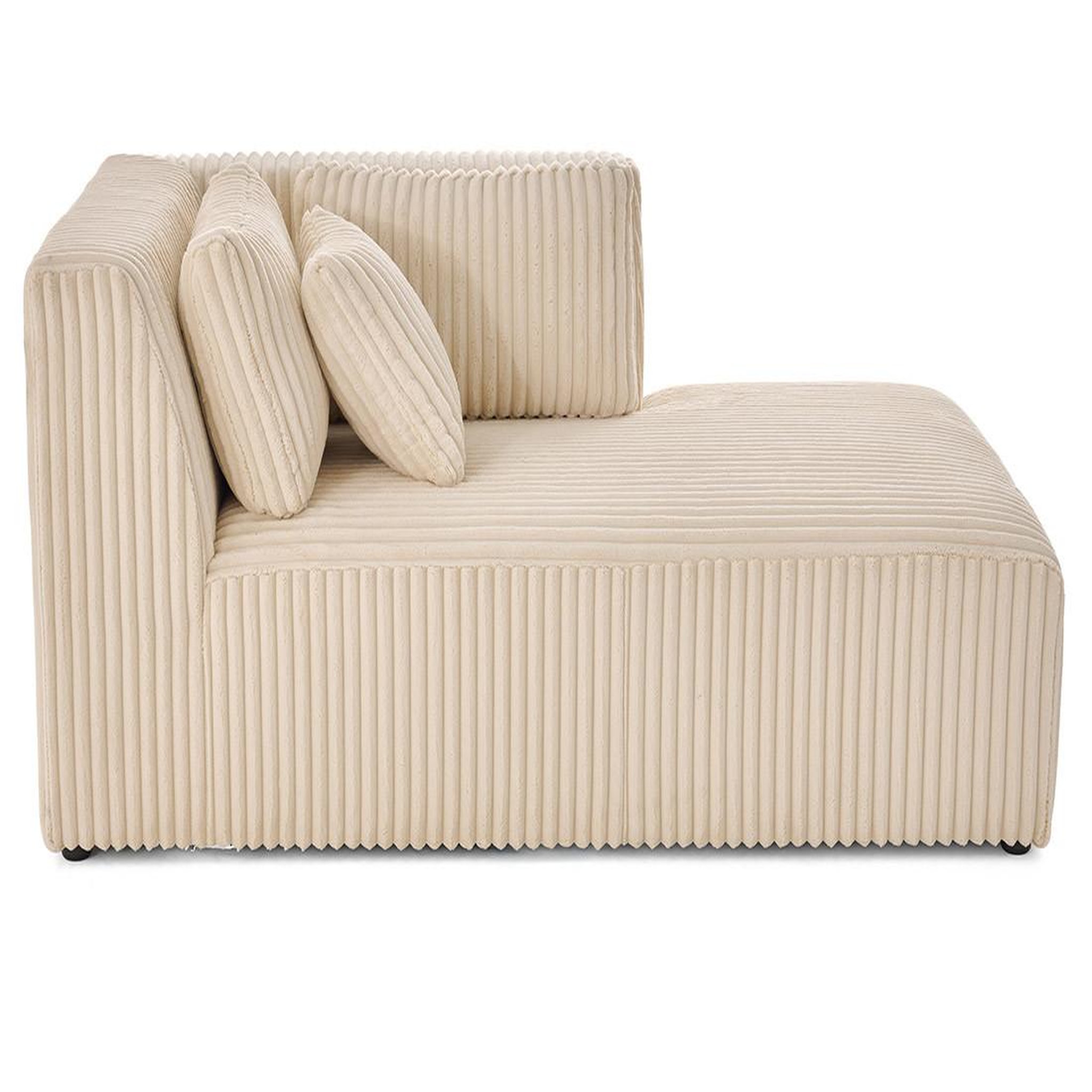 Voir la diapositive 2 : LISA DESIGN Victoire - module d'assise méridienne droit en velours côtelé grosses côtes