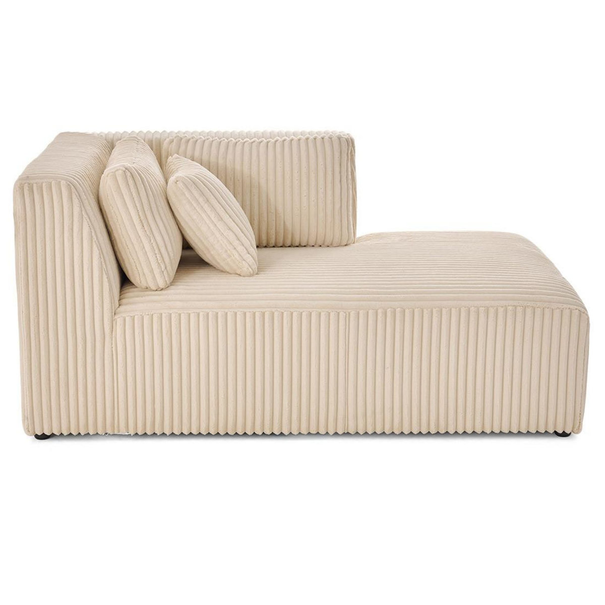 LISA DESIGN Victoire - module d'assise méridienne droit en velours côtelé grosses côtes