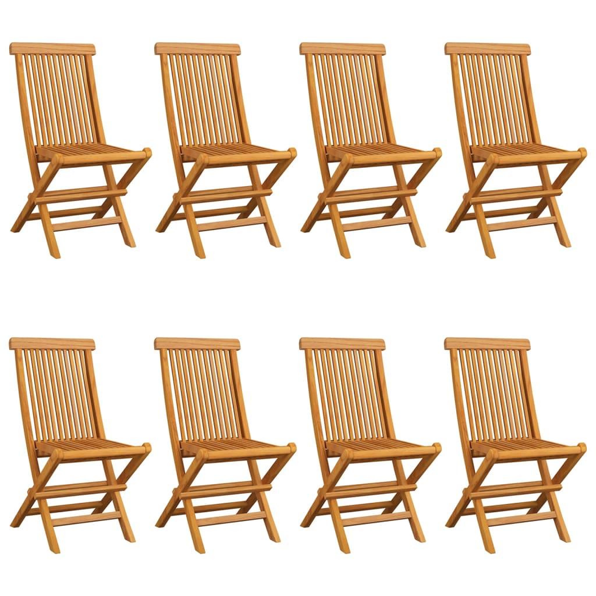 Voir la diapositive 2 : VIDAXL Chaises de jardin et coussins noir lot de 8 Bois de teck massif