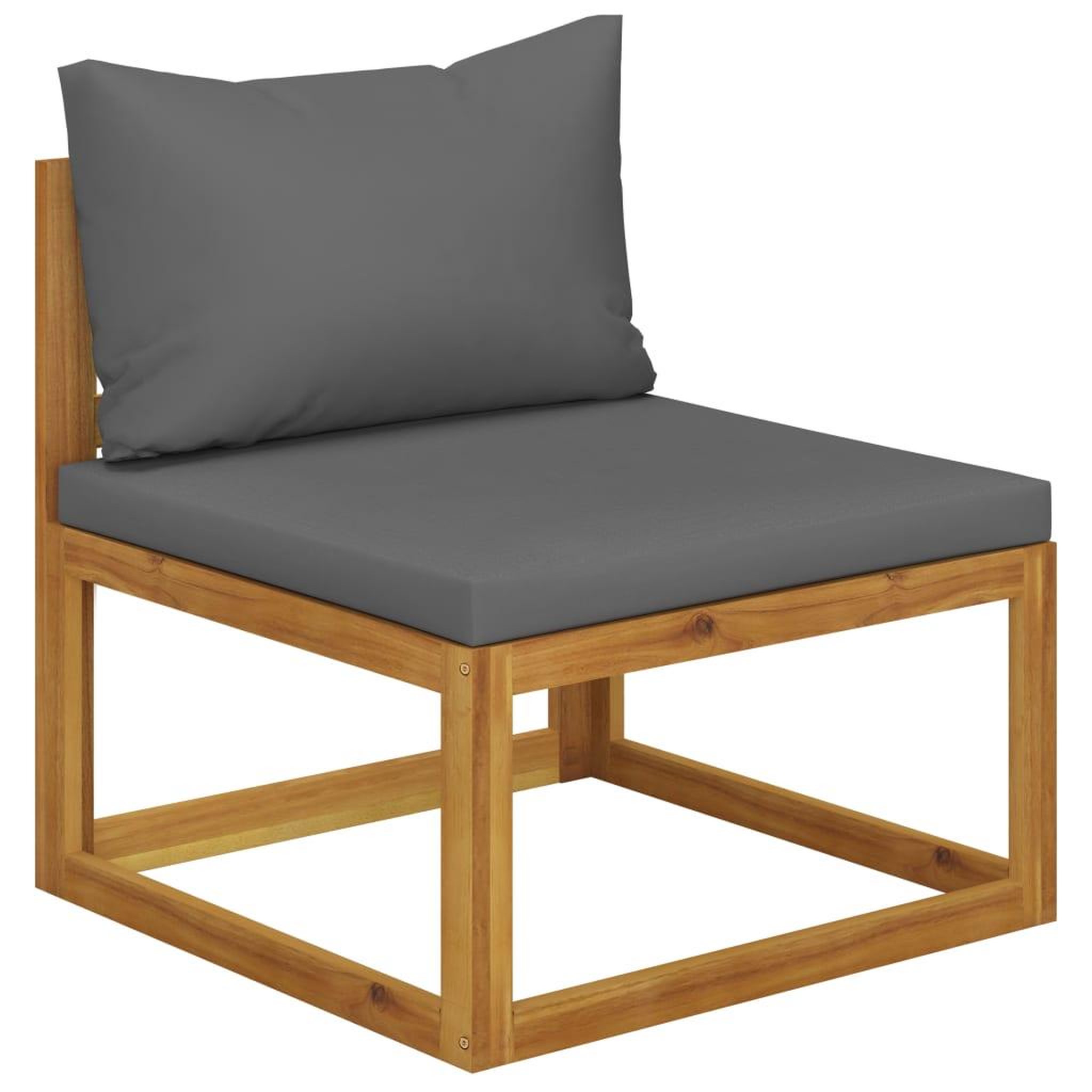Voir la diapositive 1 : VIDAXL Canape central sectionnel avec coussin gris fonce Bois d'acacia