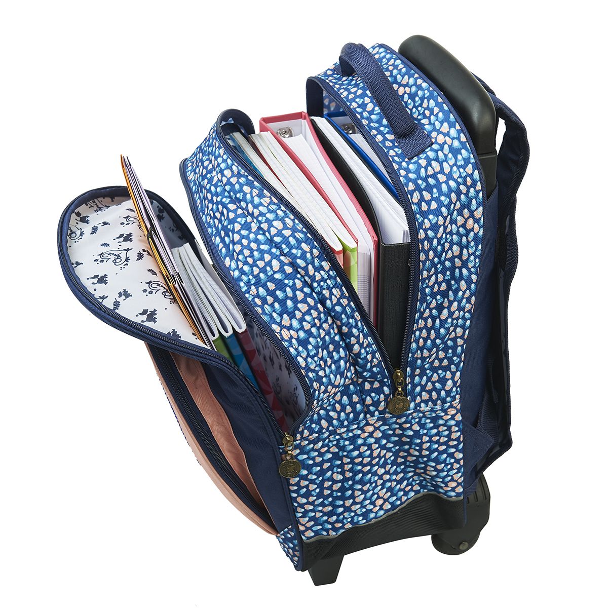 CHIPIE Sac à dos à roulettes rose et bleu