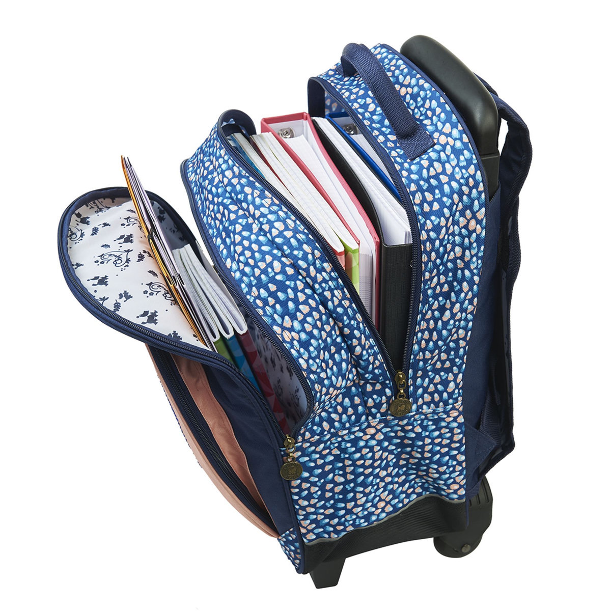 CHIPIE Sac à dos à roulettes rose et bleu