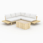 Rendez vous déco Salon de jardin blanc 4 personnes en bois de teck, canapé, table basse-Sunny