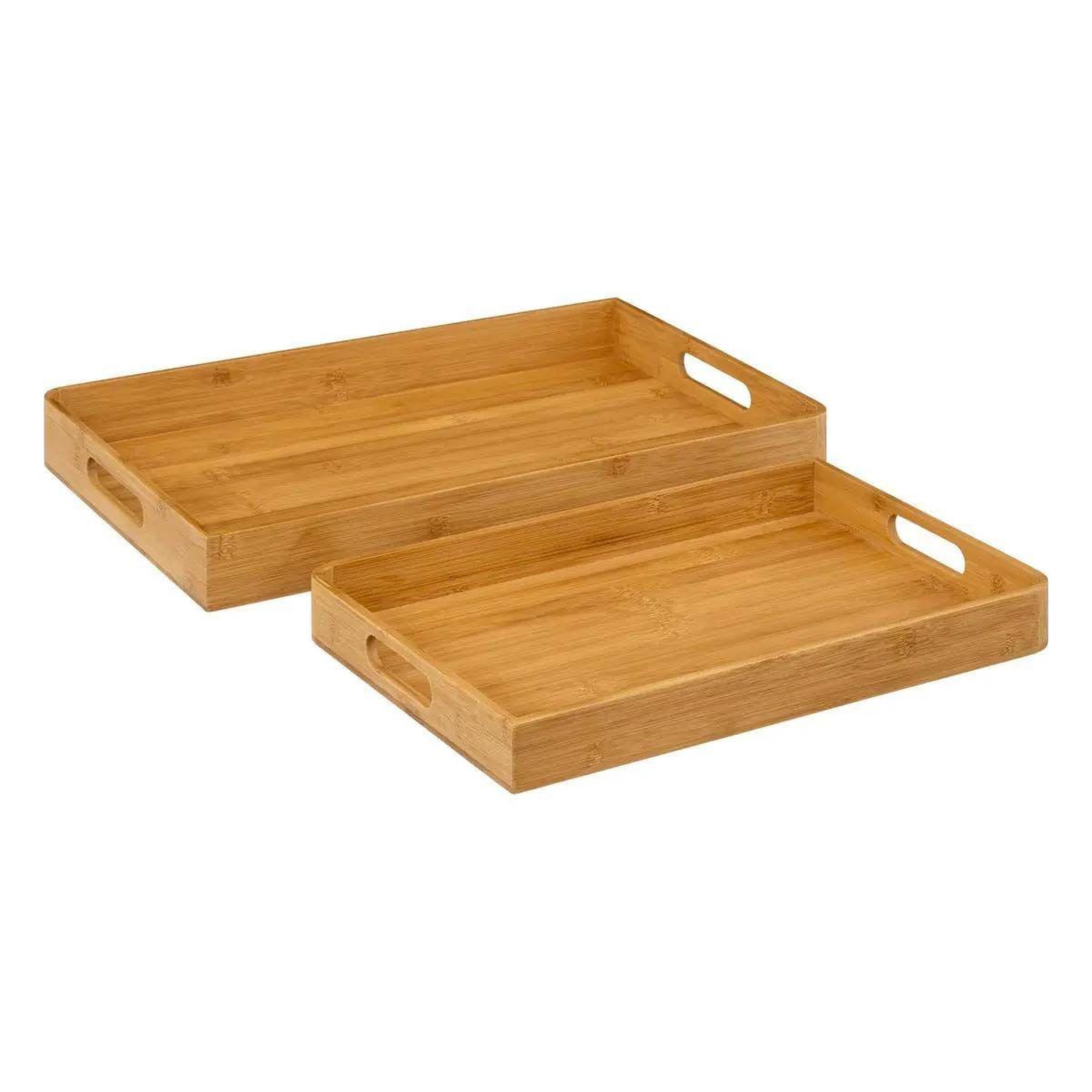 FIVE Lot de 2 plateaux de service  bambou  46cm beige