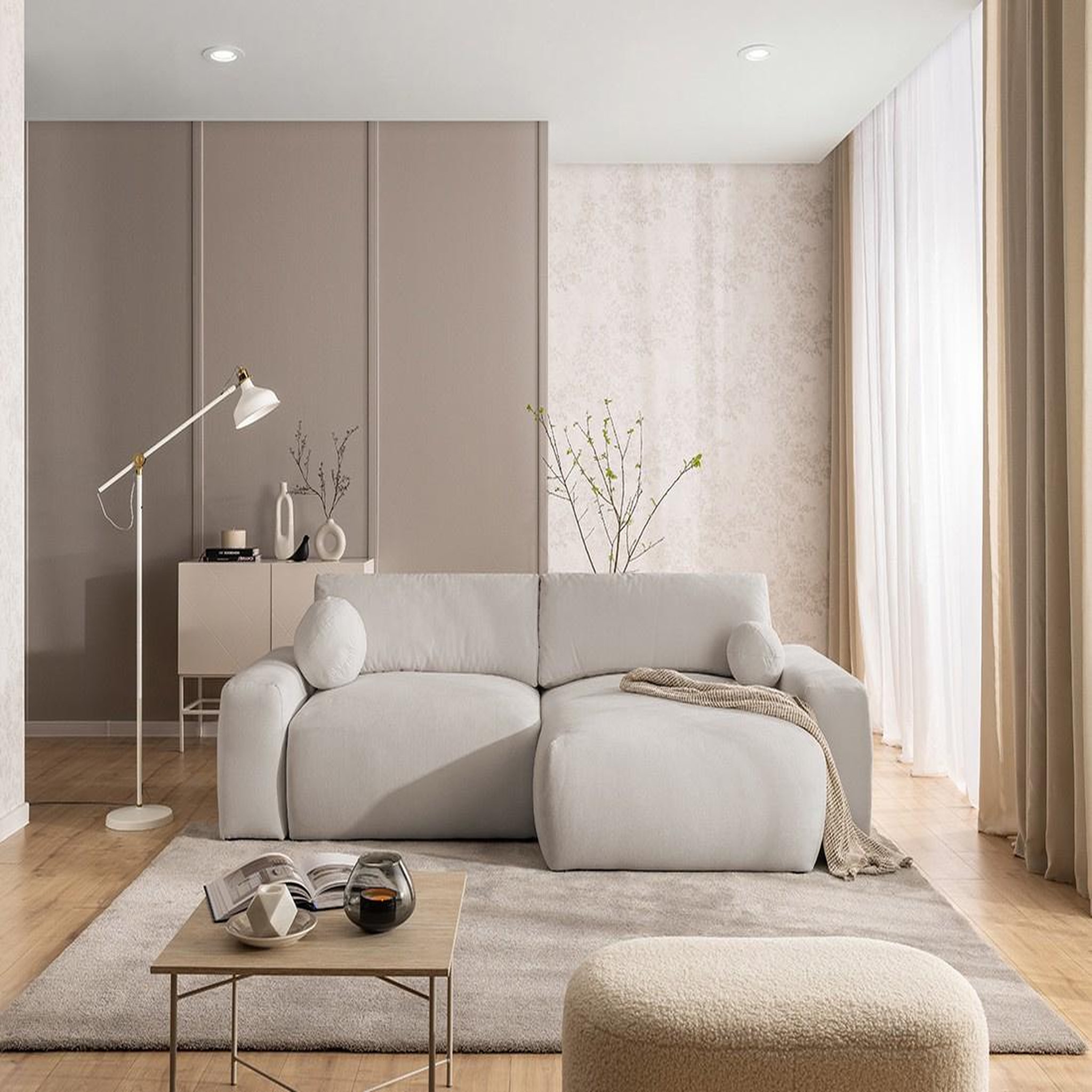 Voir la diapositive 3 : BEST MOBILIER Constance - canapé d'angle réversible 4 places convertible avec coffre en tissu
