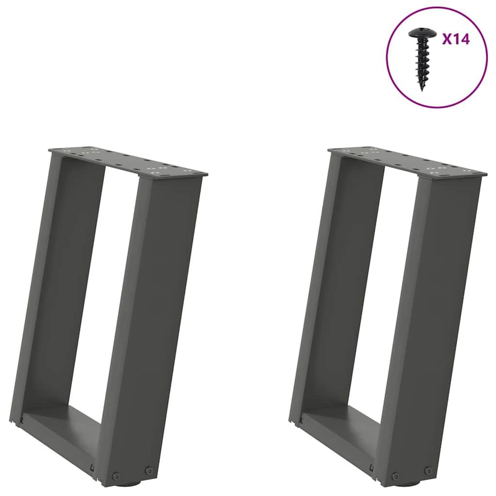 VIDAXL Pieds de table basse forme de U 2 pcs anthracite 38x(42-43) cm