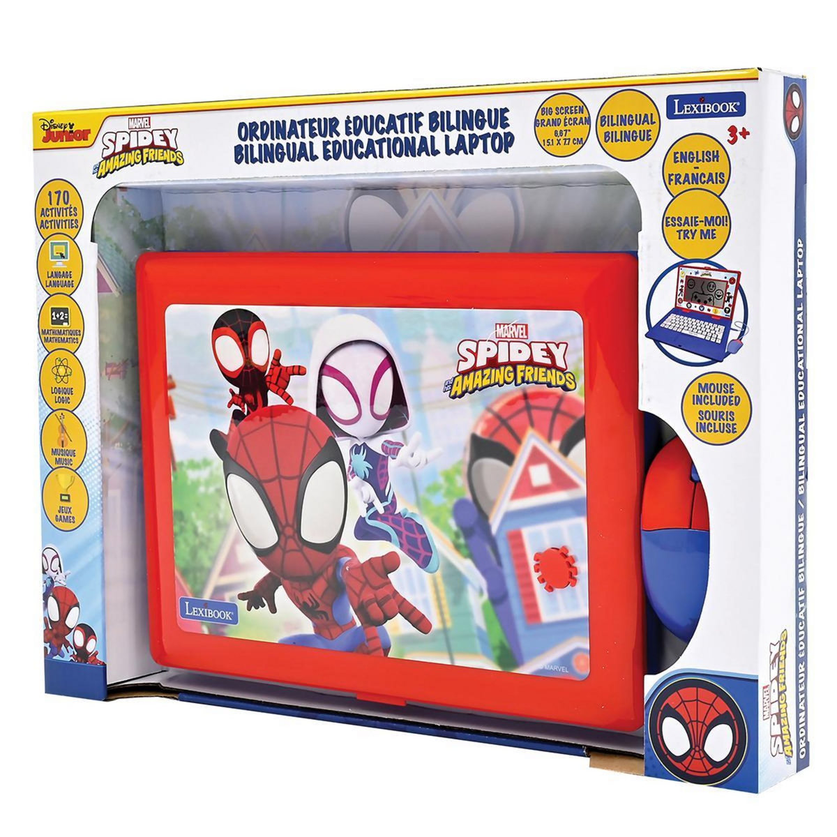 Lexibook Ordinateur portable éducatif bilingue Spidey and His Amanzing Friends (FR/EN)