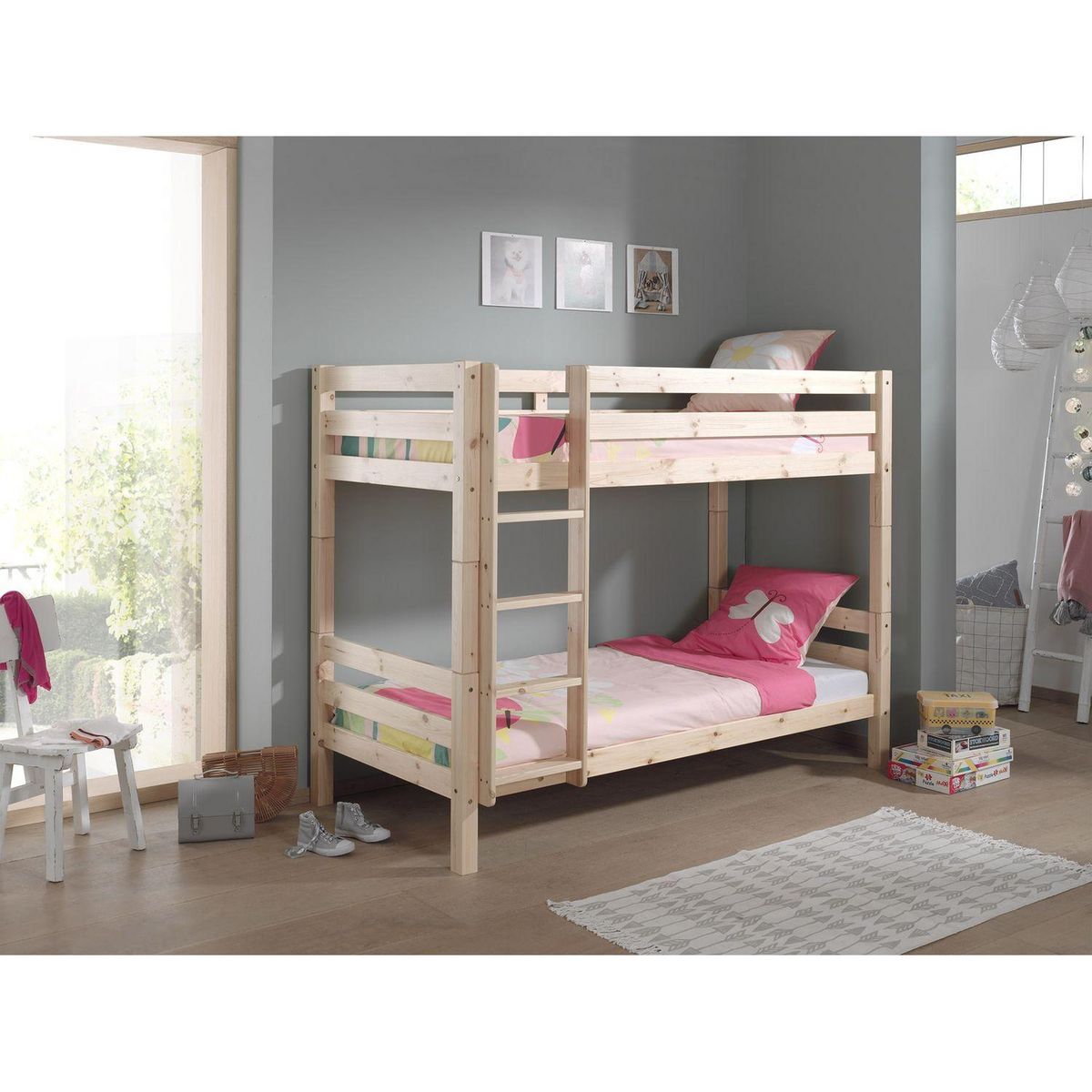 Lit superposé en bois h160cm  90x200 cm WOODY