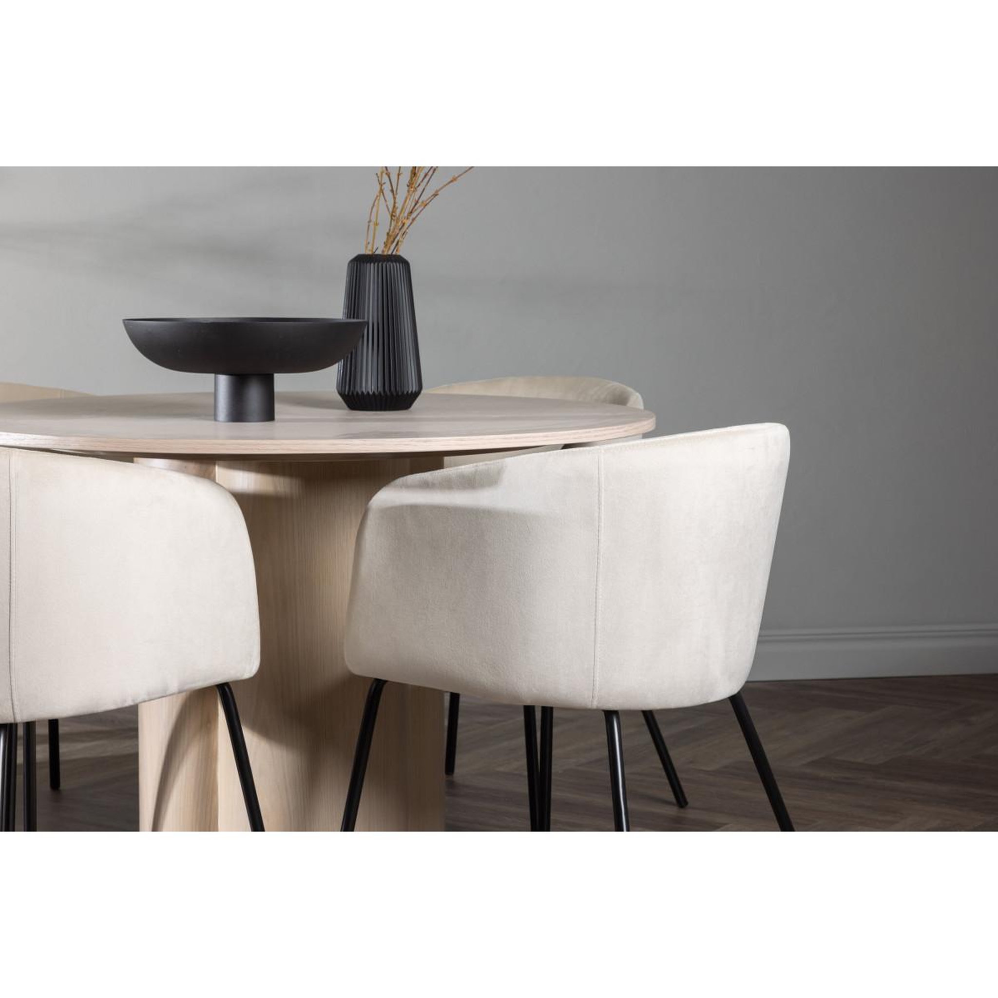 Voir la diapositive 4 : Paris Prix Ensemble table à manger & 4 chaises  olivia & berit  110cm naturel & beige