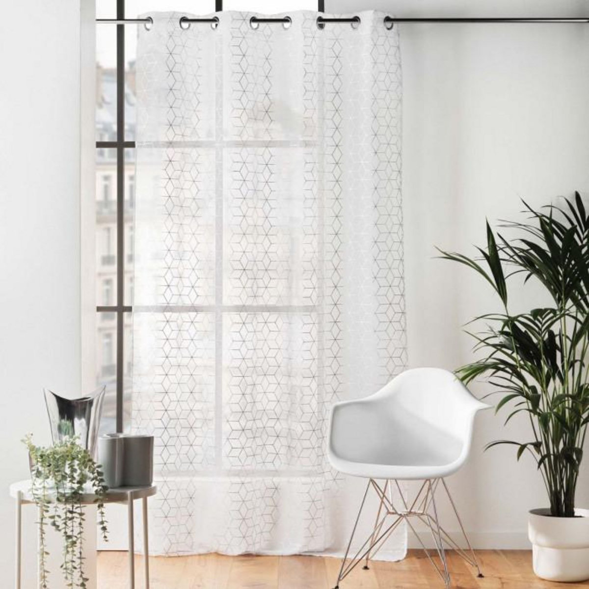 Paris Prix Rideau Voilage à Œillets  Milo  140x280cm Argent