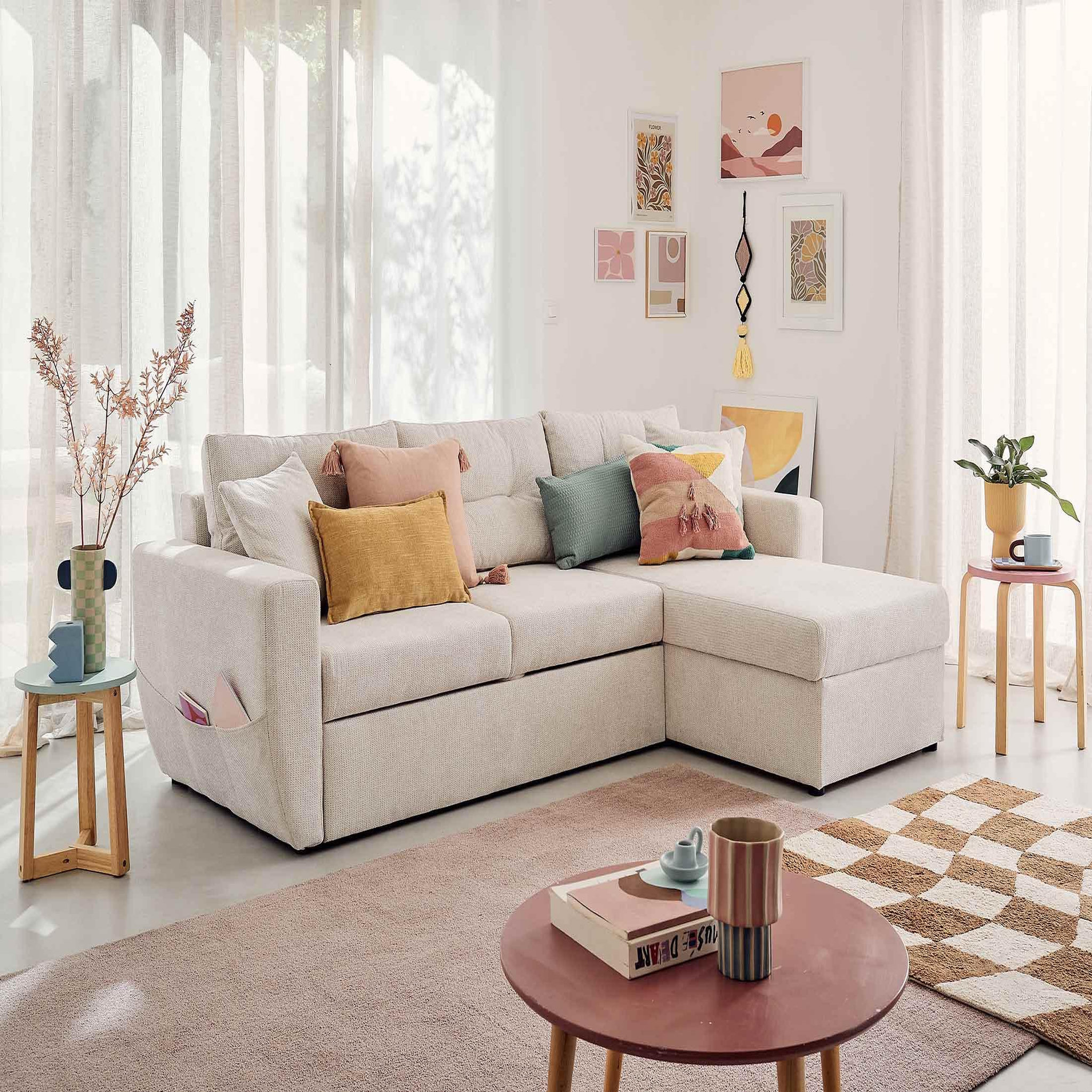 Voir la diapositive 5 : BEST MOBILIER Astoria - canapé d'angle réversible 4 places - convertible avec coffre - en tissu texturé