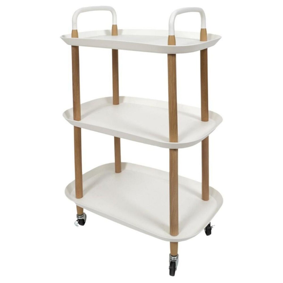 The Home Deco Factory Desserte à roulettes 3 plateaux blanche