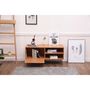 Voir la diapositive 3 : TOILINUX Table basse design bois et métal Oleana - L. 110 x H. 53 cm - Marron et bois
