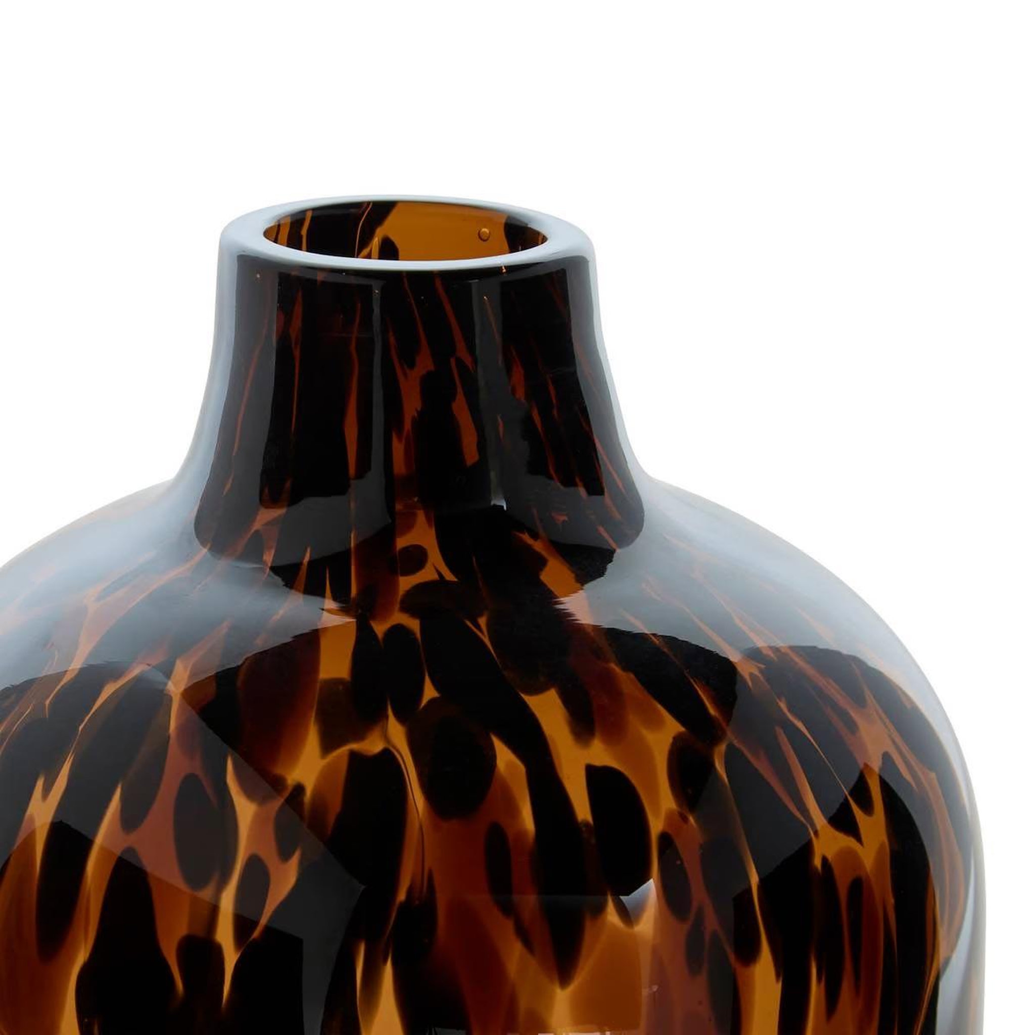 Voir la diapositive 2 : ATMOSPHERA Vase léopard en verre  roen  25cm ambre