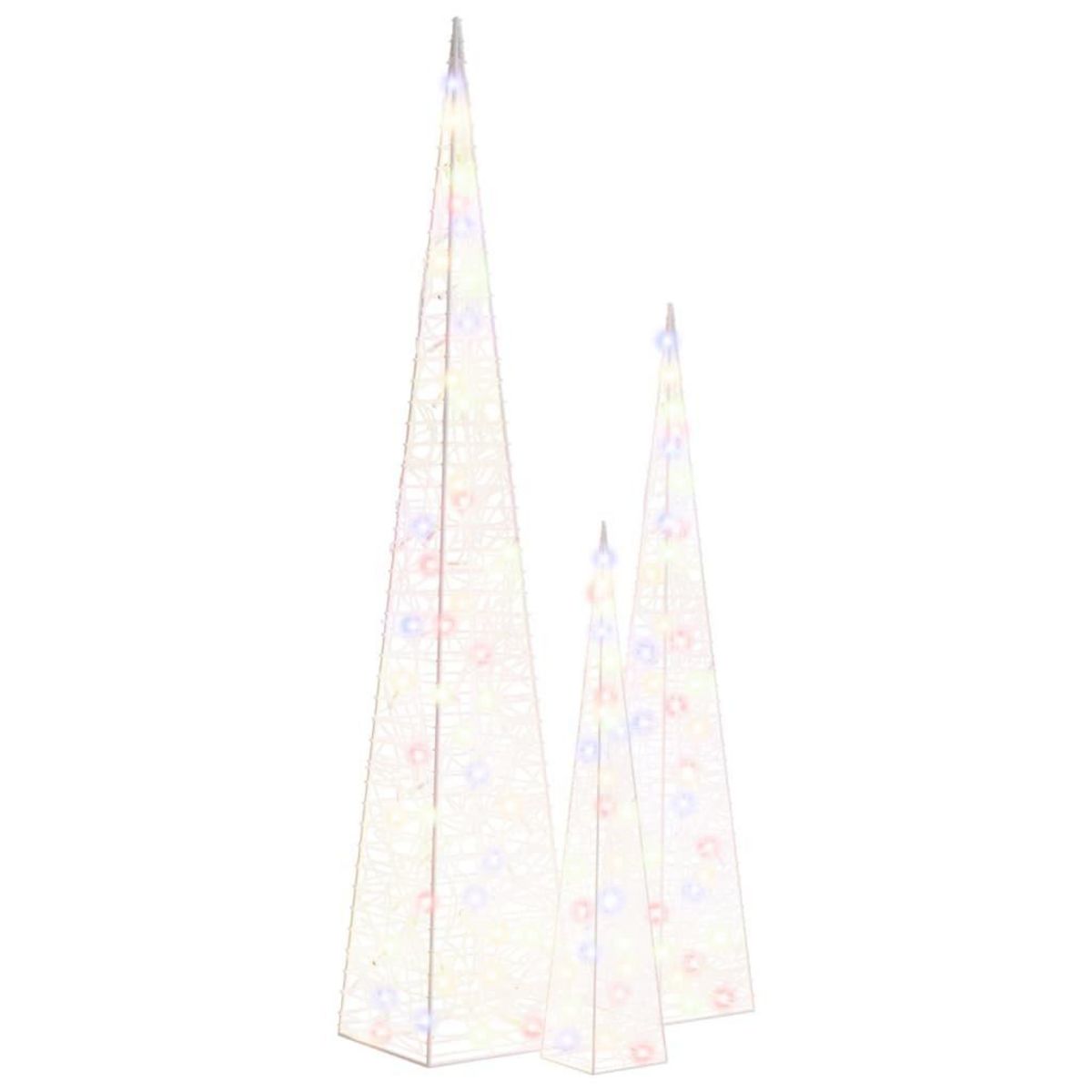 VIDAXL Jeu de cones lumineux a LED Acrylique Multicolore 60/90/120 cm