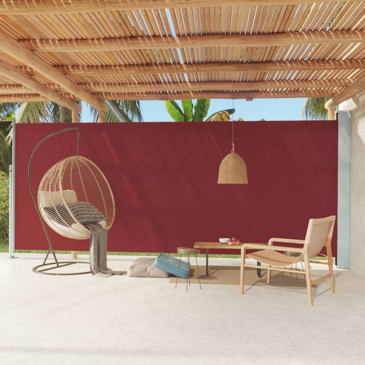 VIDAXL Auvent lateral retractable de patio 220x600 cm Rouge
