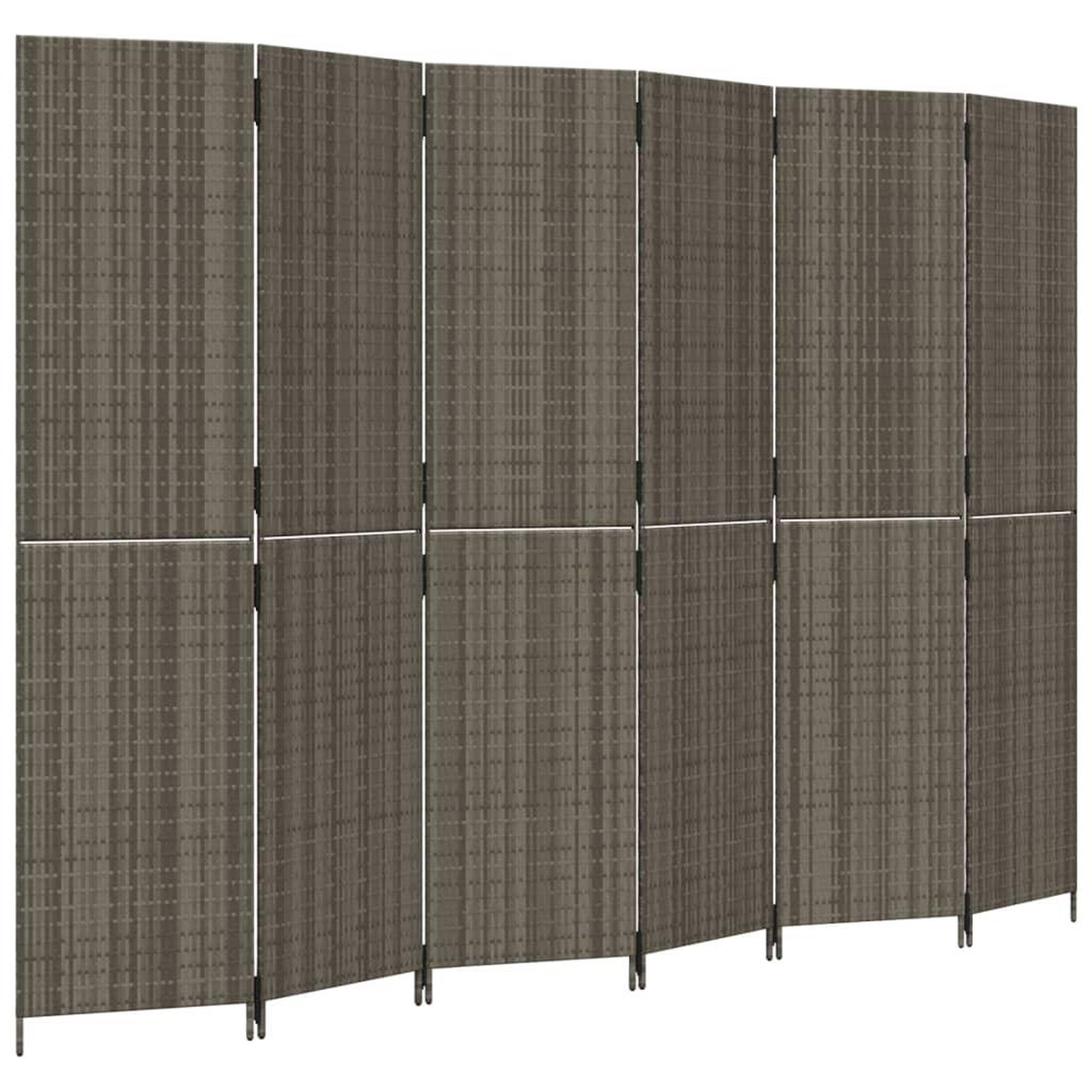 Voir la diapositive 2 : VIDAXL Cloison de separation 6 panneaux gris resine tressee