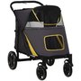 Voir la diapositive 1 : PAWHUT Poussette pour chien pliable 4 roues 2 portes rangements attache noir gris jaune