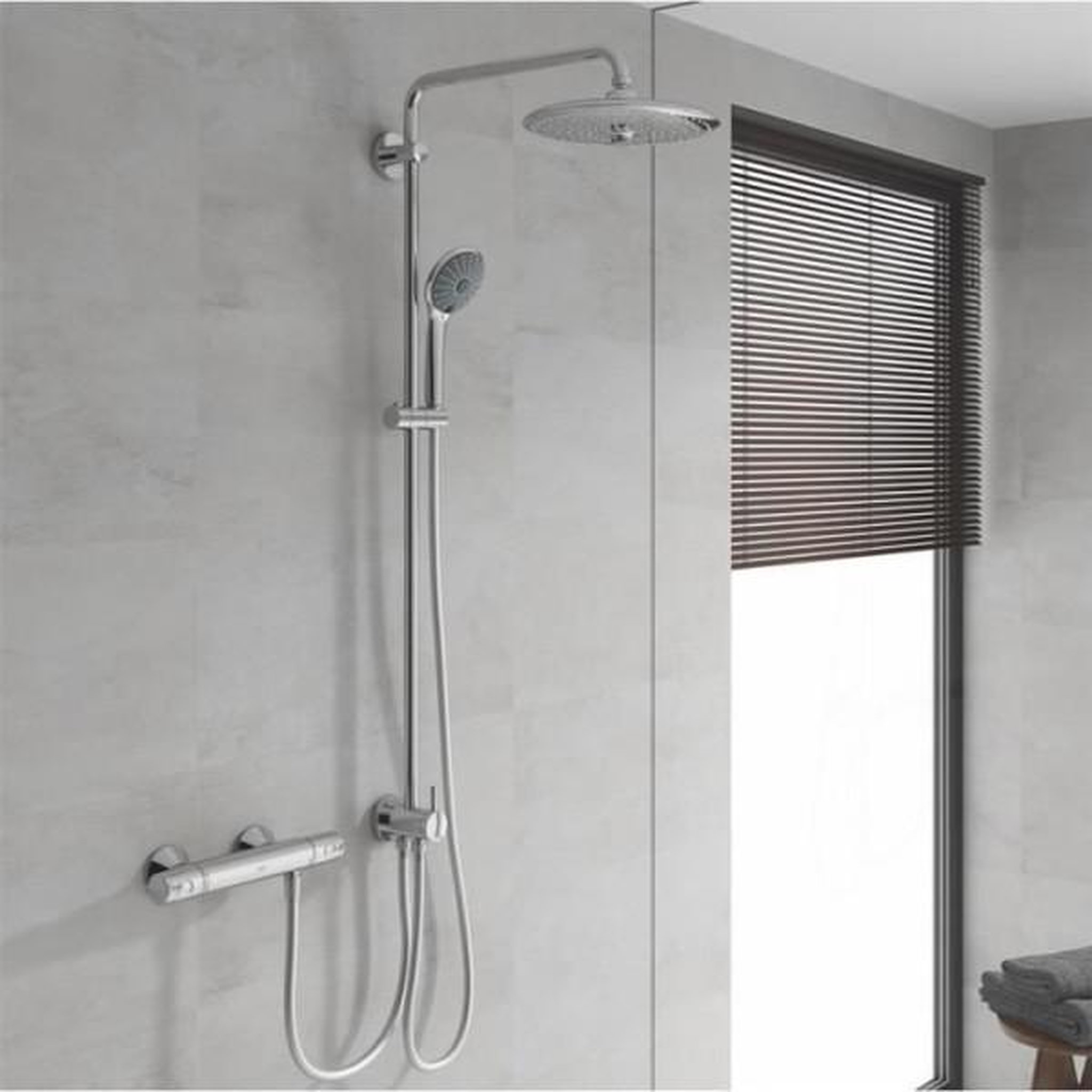 Voir la diapositive 2 : Grohe GROHE Mitigeur thermostatique Douche Precision Trend, montage mural, protection anti-brûlure, raccord fileté 1/2, chromé, 342