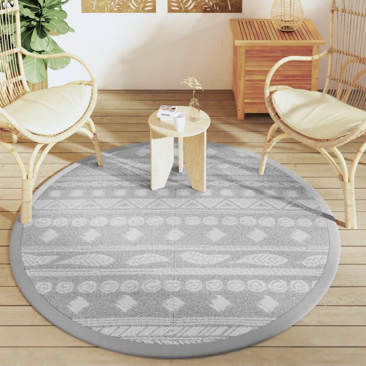 VIDAXL Tapis d'exterieur ARAKIL gris Ø160 cm PP