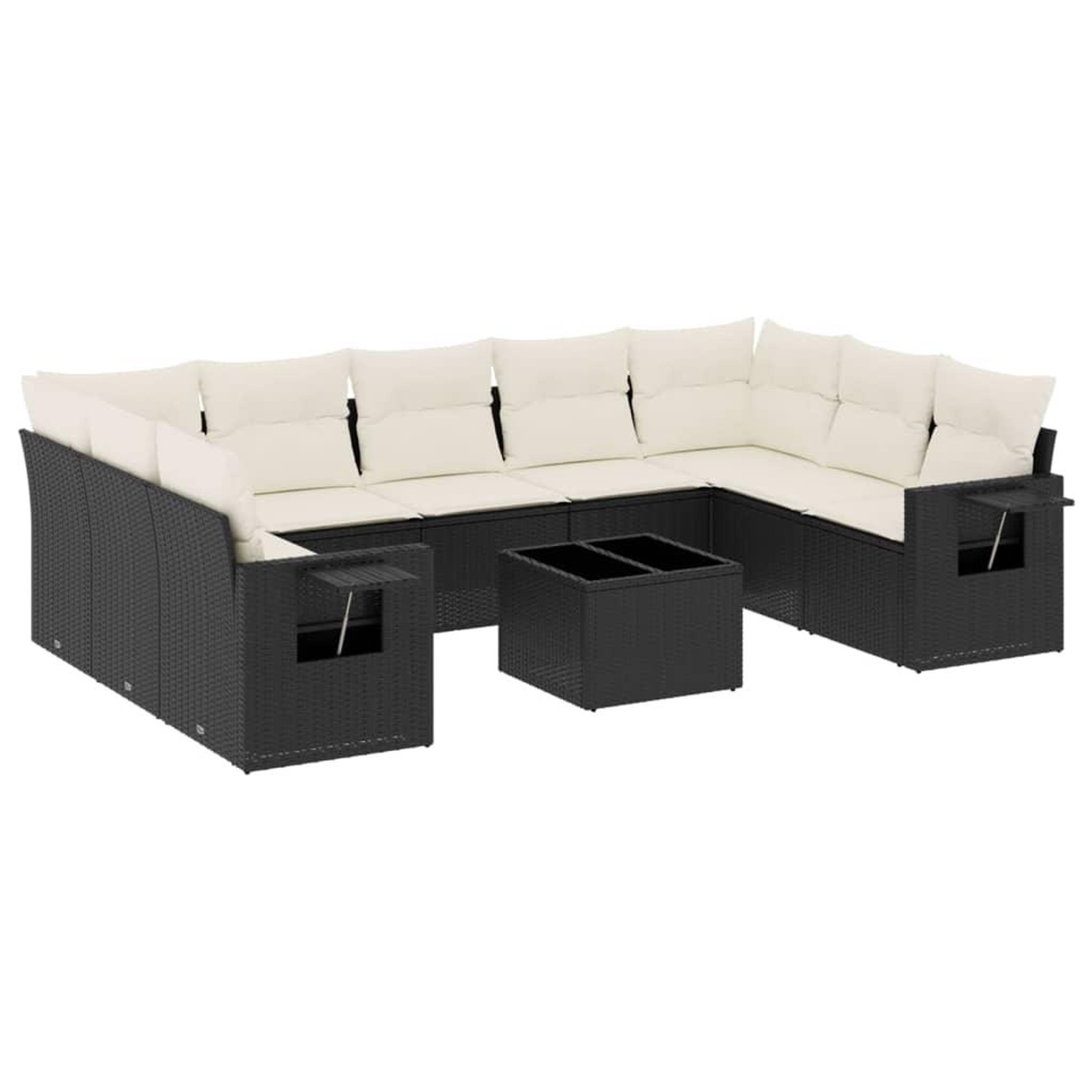 Voir la diapositive 2 : VIDAXL Salon de jardin 10 pcs avec coussins noir resine tressee