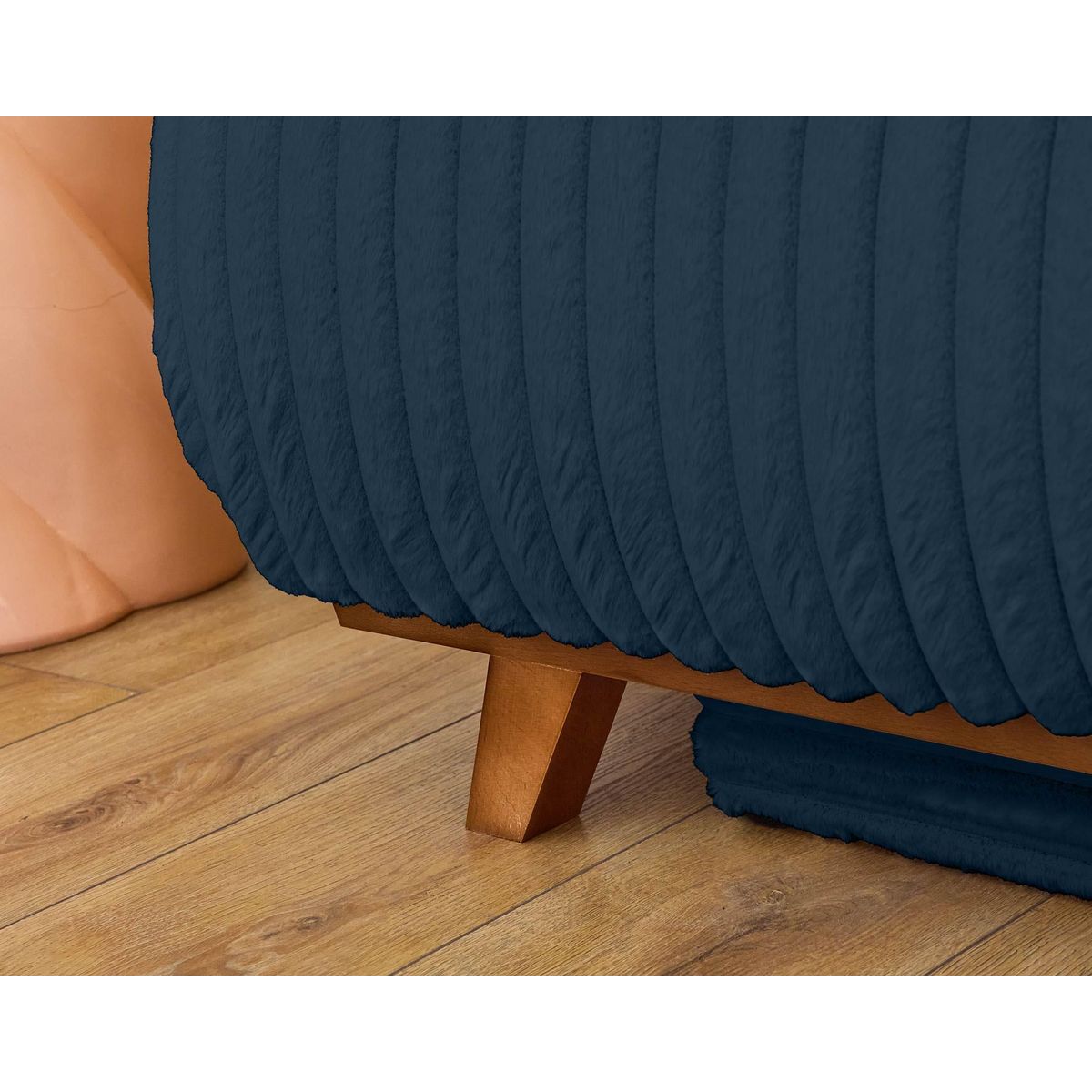 BEST MOBILIER Cristal - canapé 3 places - convertible avec coffre et grand pouf - en fausse fourrure côtelée