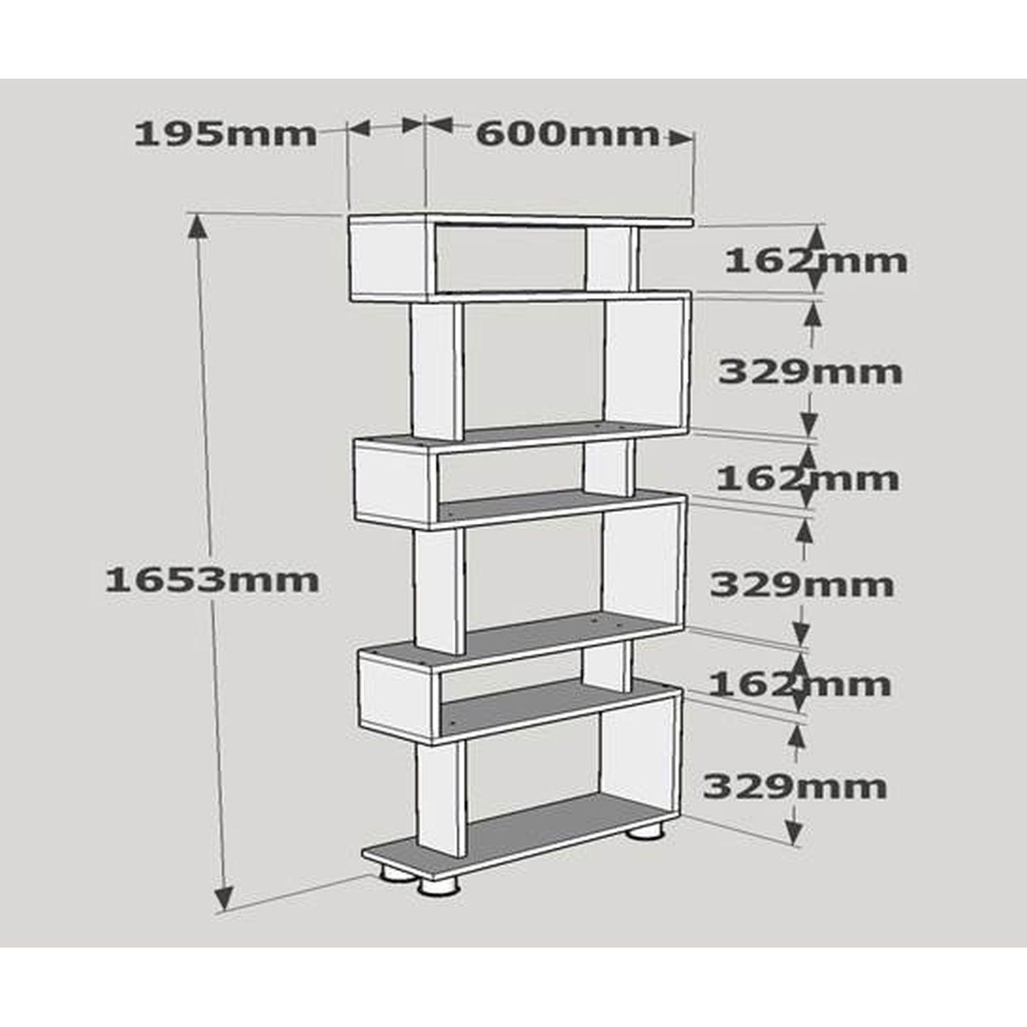 Voir la diapositive 4 : TOILINUX Etagère bibliothèque design scandinave Blok - L. 60 x H. 165 cm - Blanc