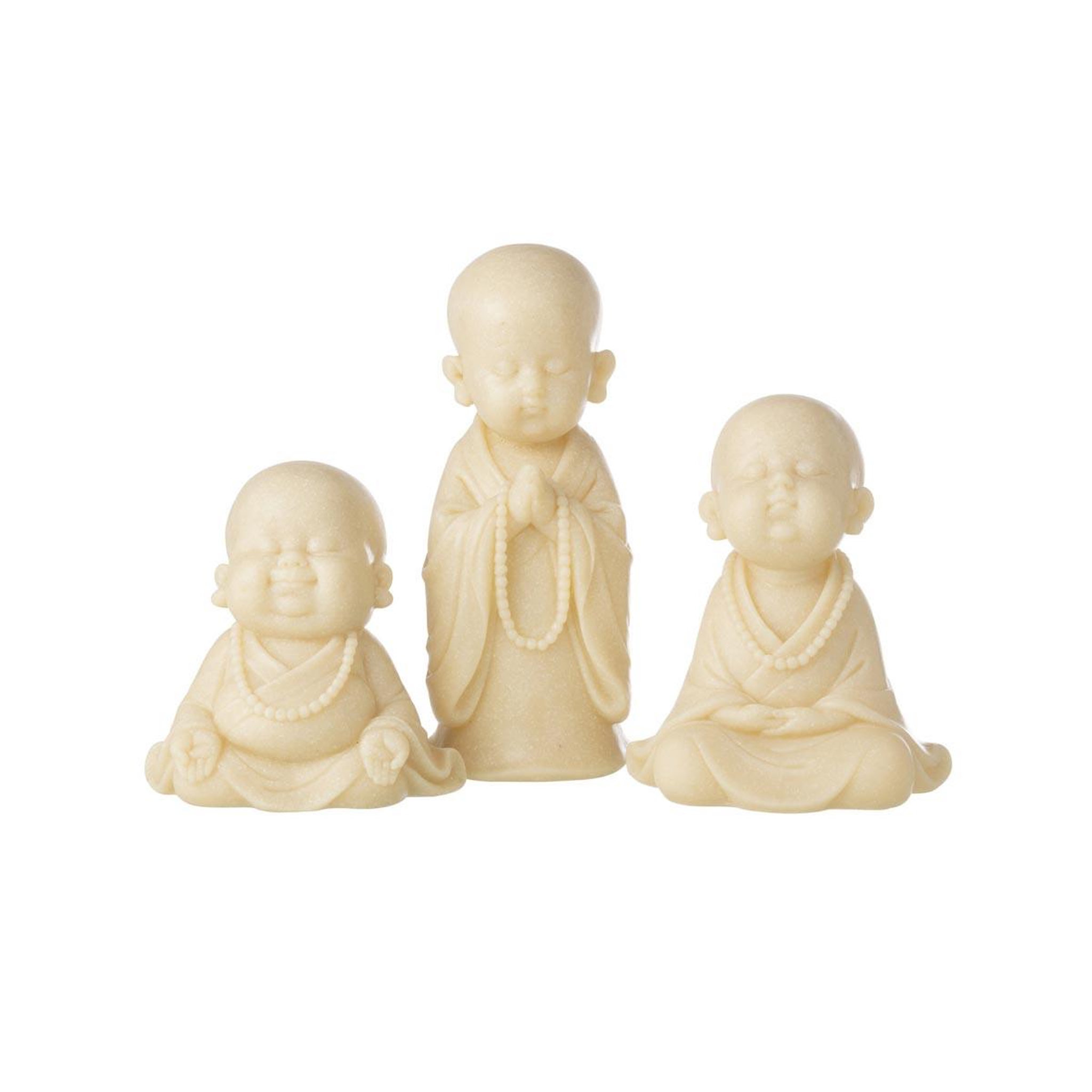 Voir la diapositive 4 : J-LINE Statuette déco moine zen  bodhi  20cm jaune