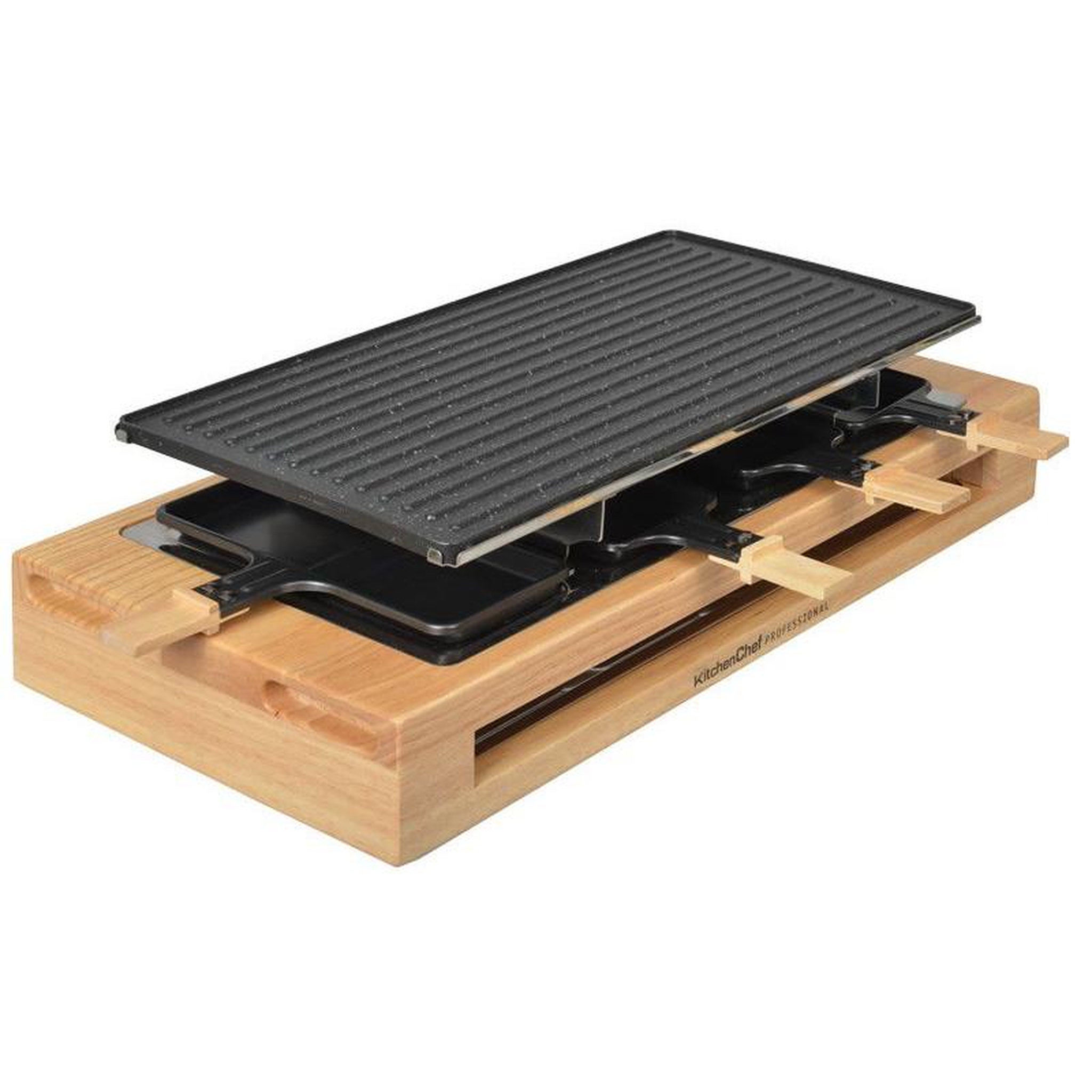 Voir la diapositive 6 : Kitchen chef Appareil à raclette 8 personnes 1500w - KCWOOD8MAXI
