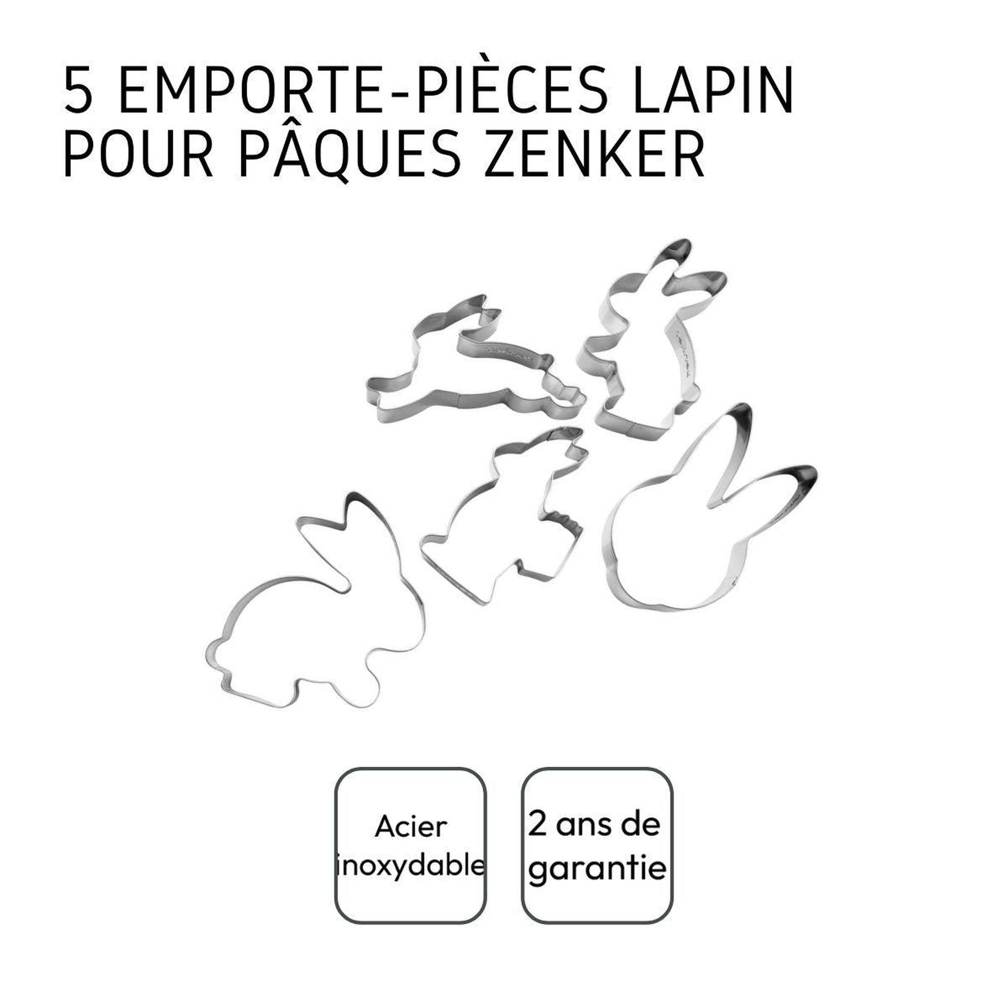 Voir la diapositive 4 : ZENKER Set de 5 emporte-pièces  en forme de lapin de pâques zenker pâques