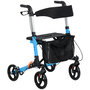 Voir la diapositive 1 : HOMCOM Déambulateur 4 roues - pliable, léger - assise, dossier, poignées ergonomiques réglables, frein à main - sacoche rangement - alu. bleu noir