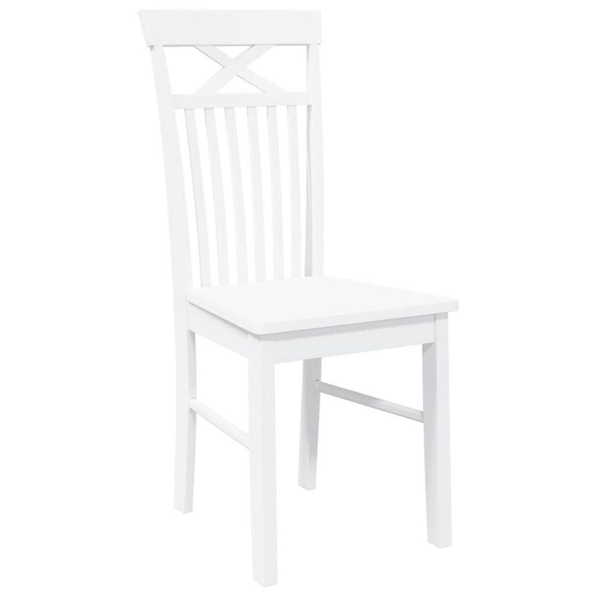 VIDAXL Chaises a manger 2 pcs blanc bois massif caoutchouc