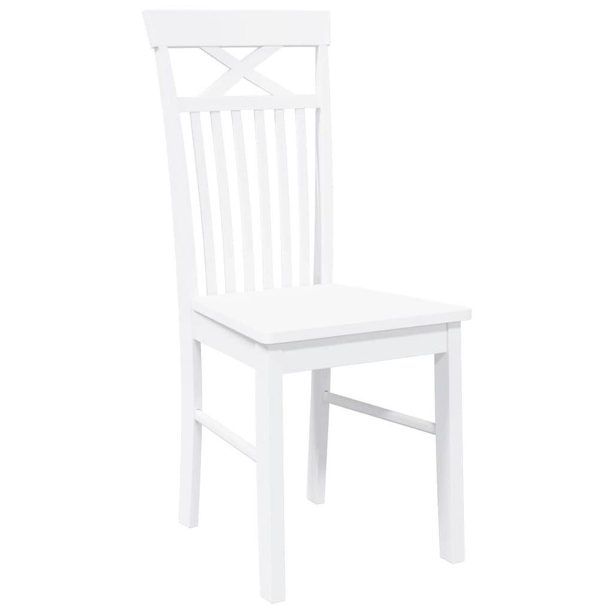 VIDAXL Chaises a manger 2 pcs blanc bois massif caoutchouc