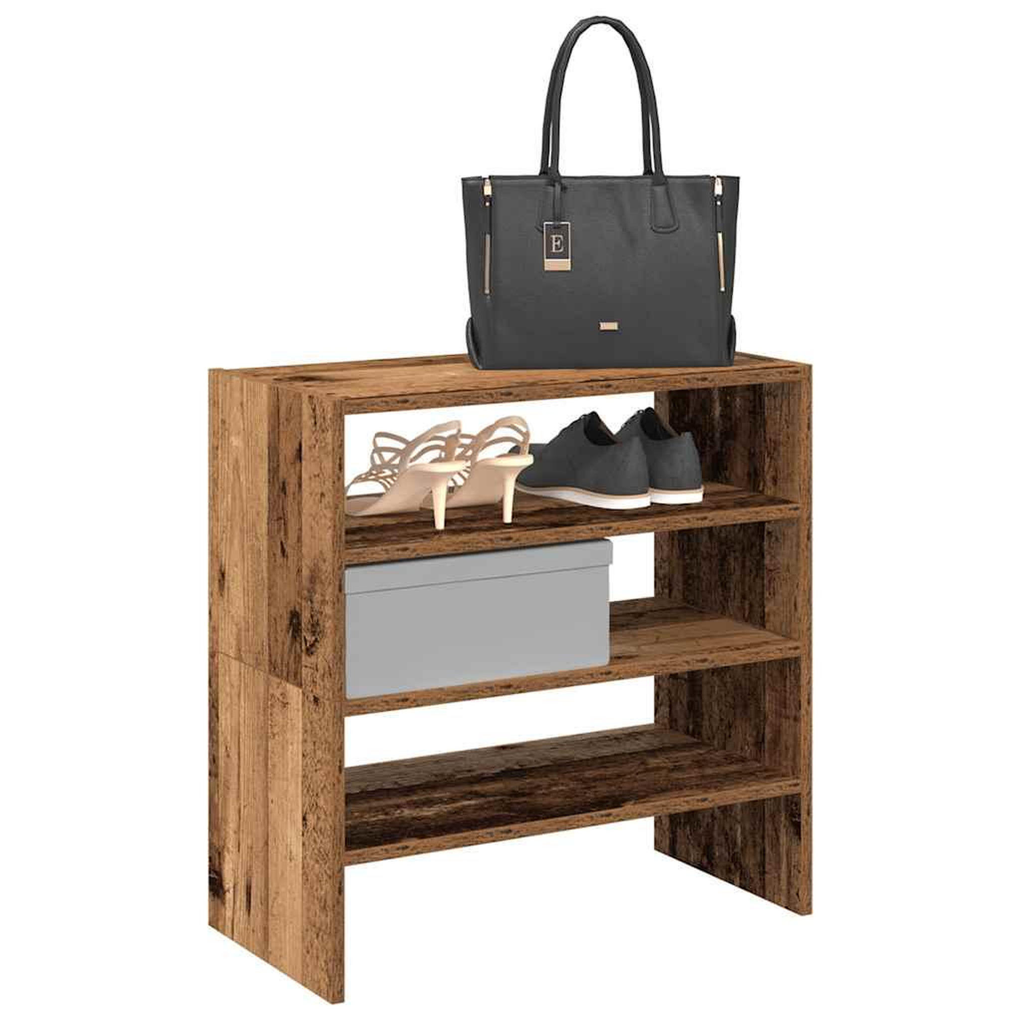VIDAXL Etageres a chaussures 2 pcs empilable vieux bois 60x30x30,5 cm