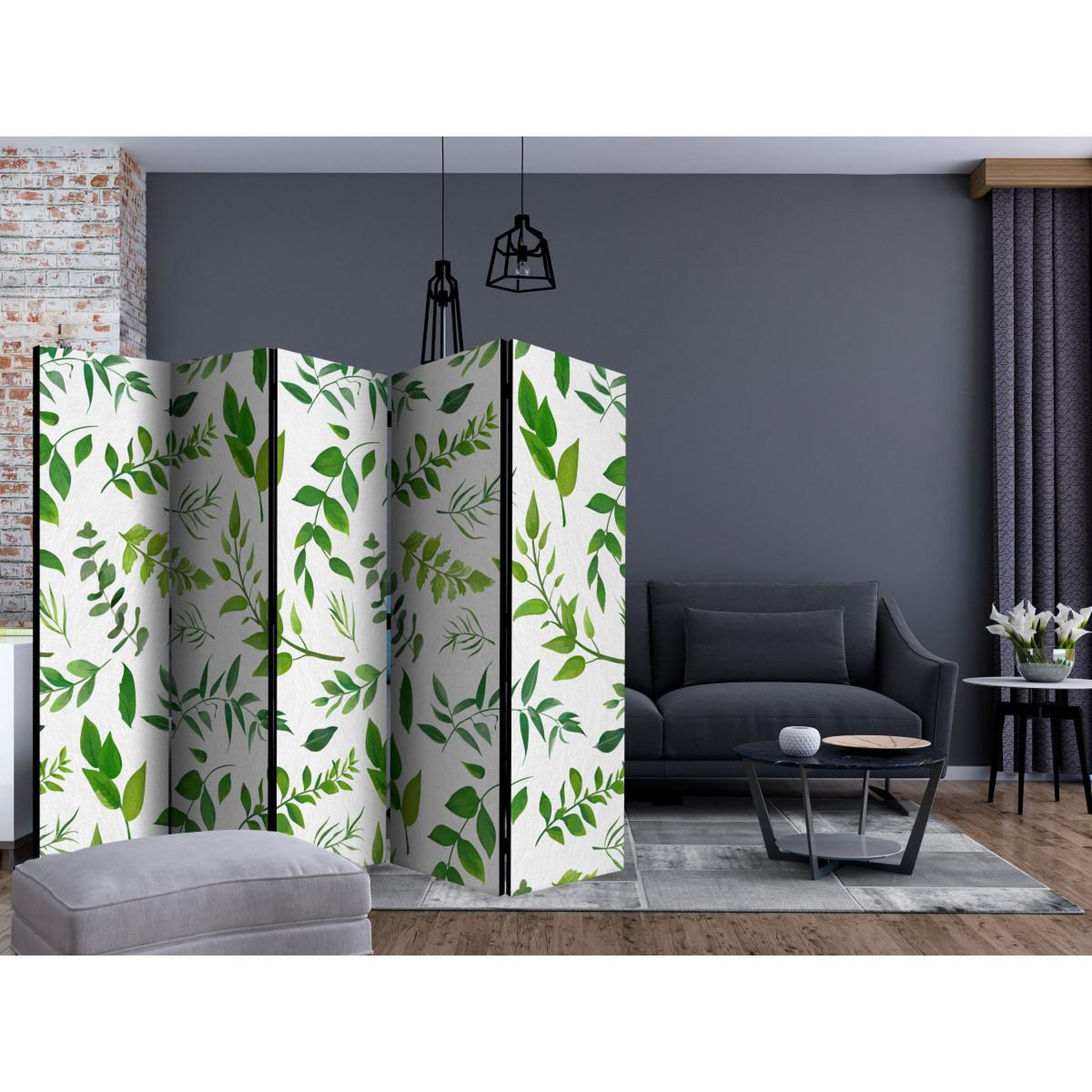 Voir la diapositive 2 : Paris Prix Paravent 5 volets  green twigs  172x225cm