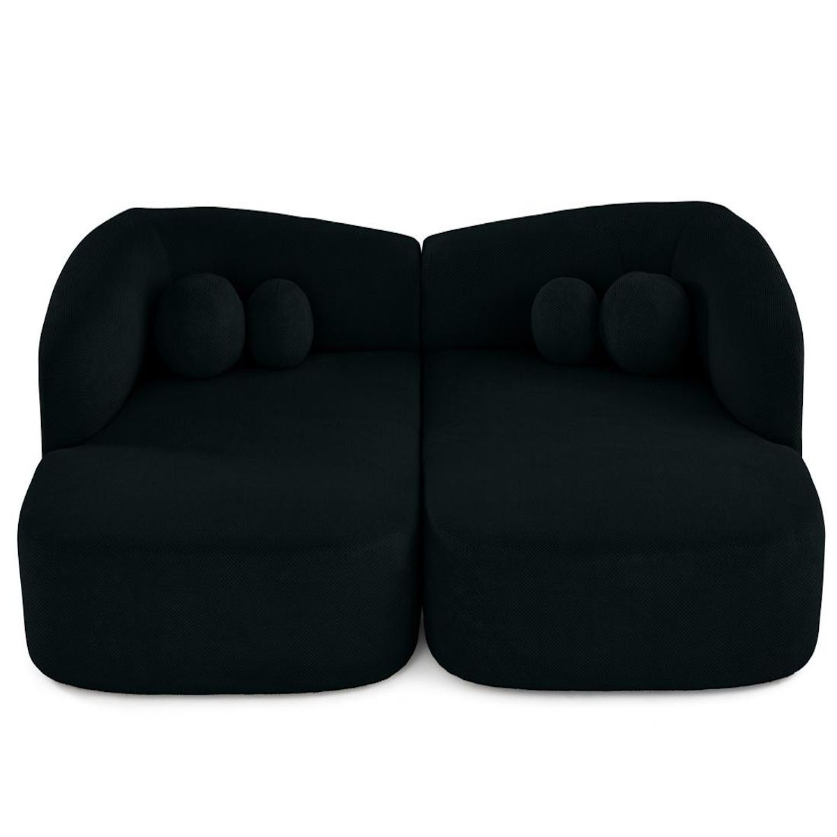 LISA DESIGN Charles - canapé droit 4 places avec double méridienne - assise profonde - en velours texturé