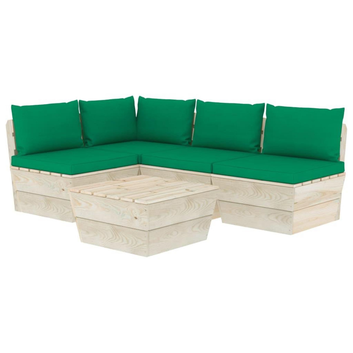 VIDAXL Salon de jardin palette 5 pcs avec coussins bois d'epicea