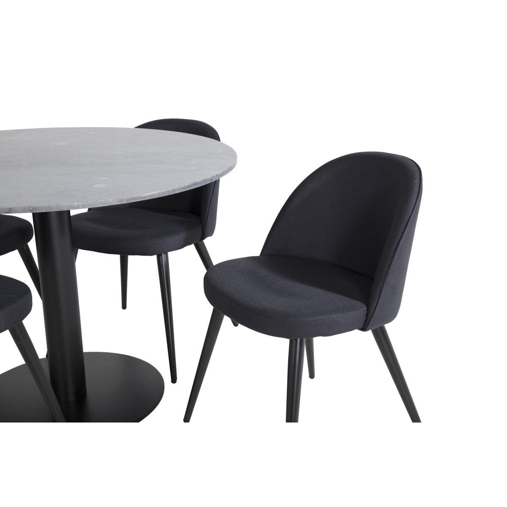 Voir la diapositive 2 : Paris Prix Ensemble table à manger & 4 chaises  estelle & velvet  106cm gris foncé & noir