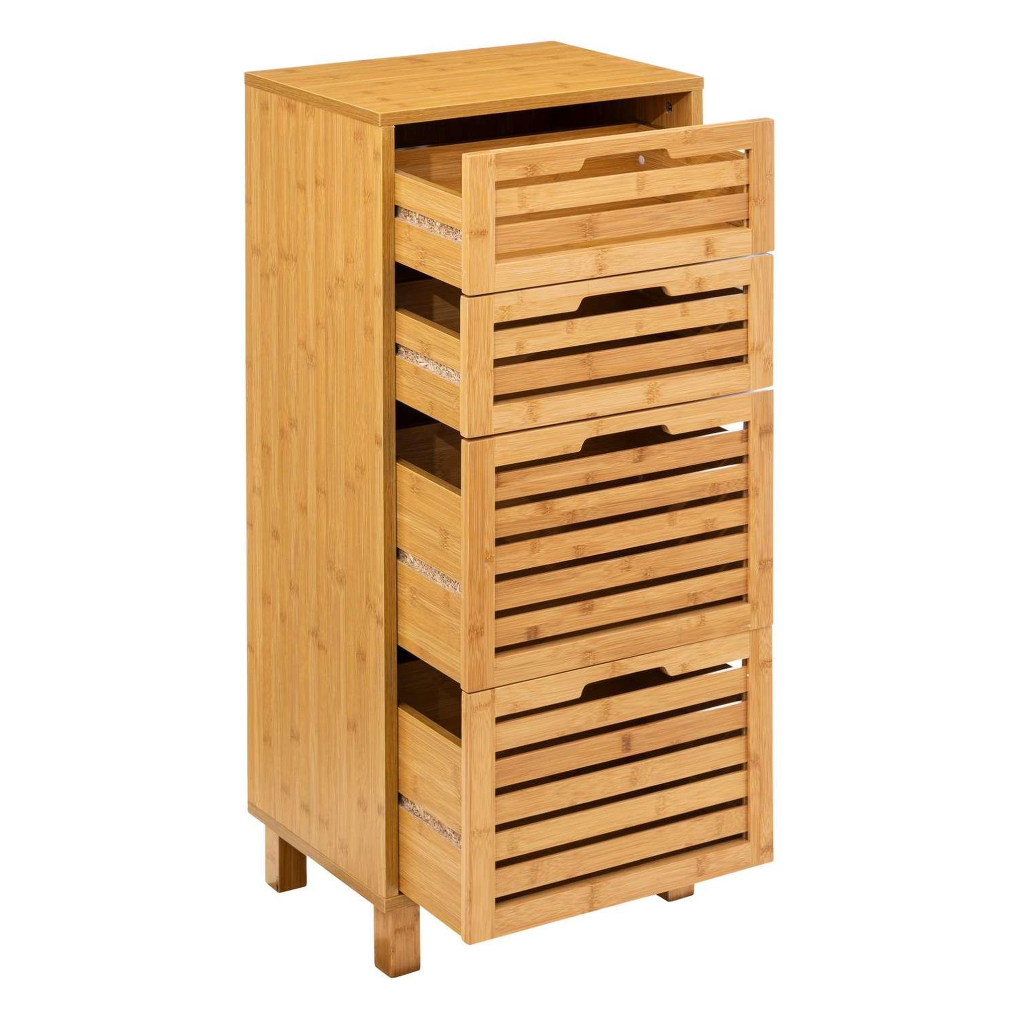 Voir la diapositive 2 : FIVE Meuble 4 tiroirs en bambou SICELA - Marron