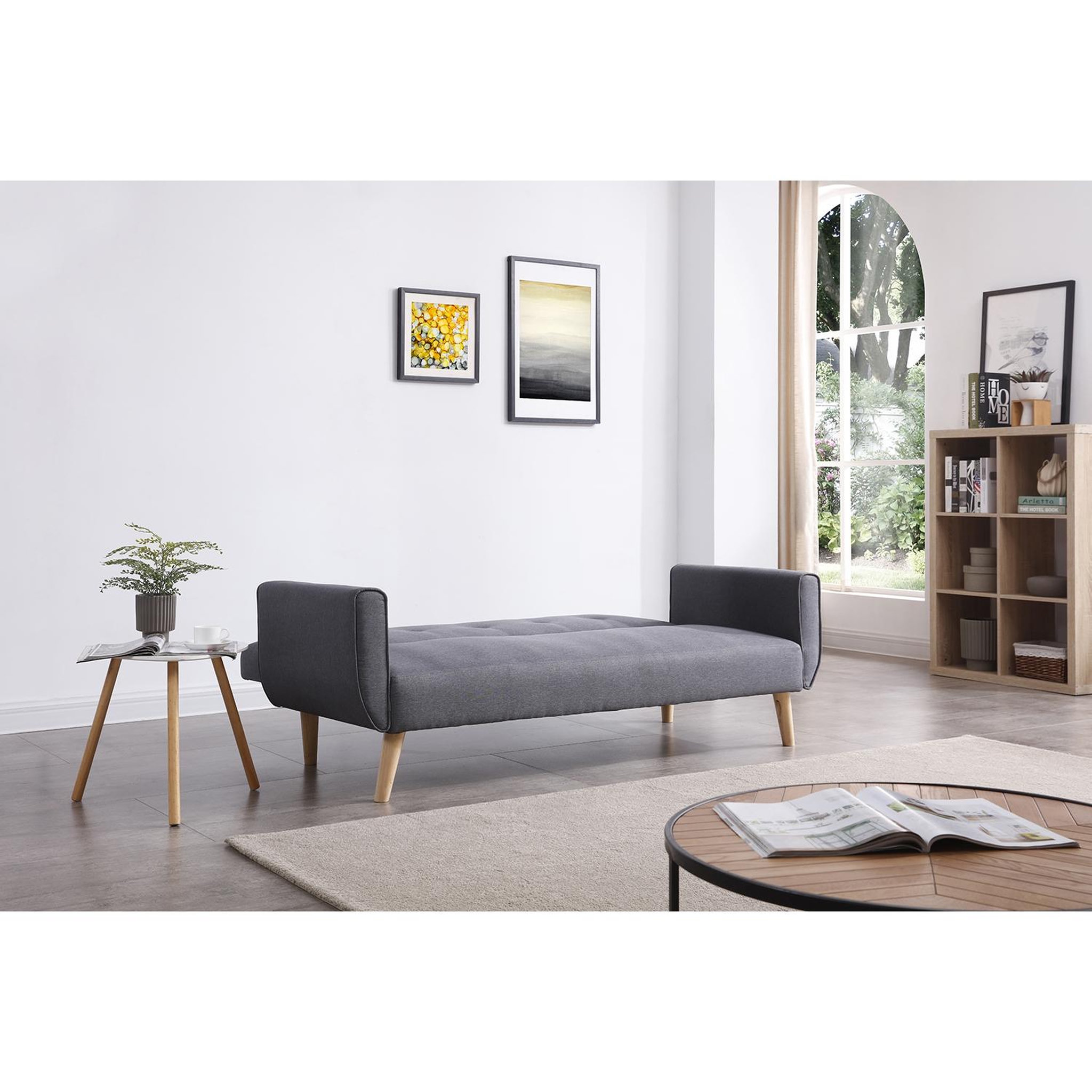 Voir la diapositive 4 : CONCEPT USINE Canapé scandinave convertible 3 places en tissu gris berlin
