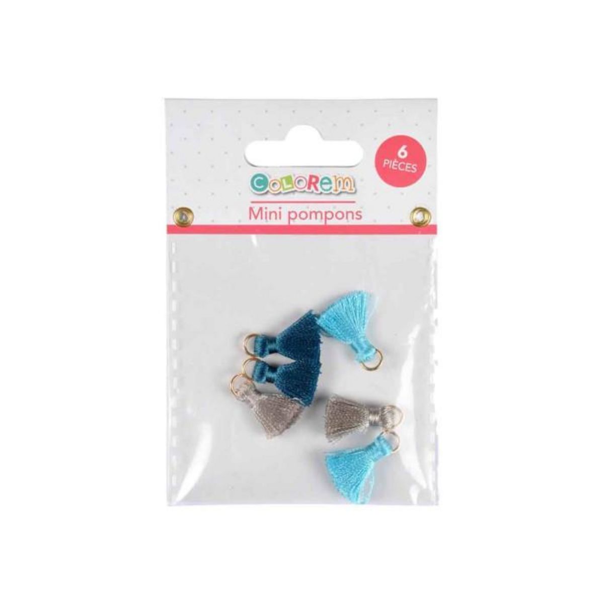 Paris Prix Lot de 6 Mini Pompons  Bijoux  1cm Bleu & Gris