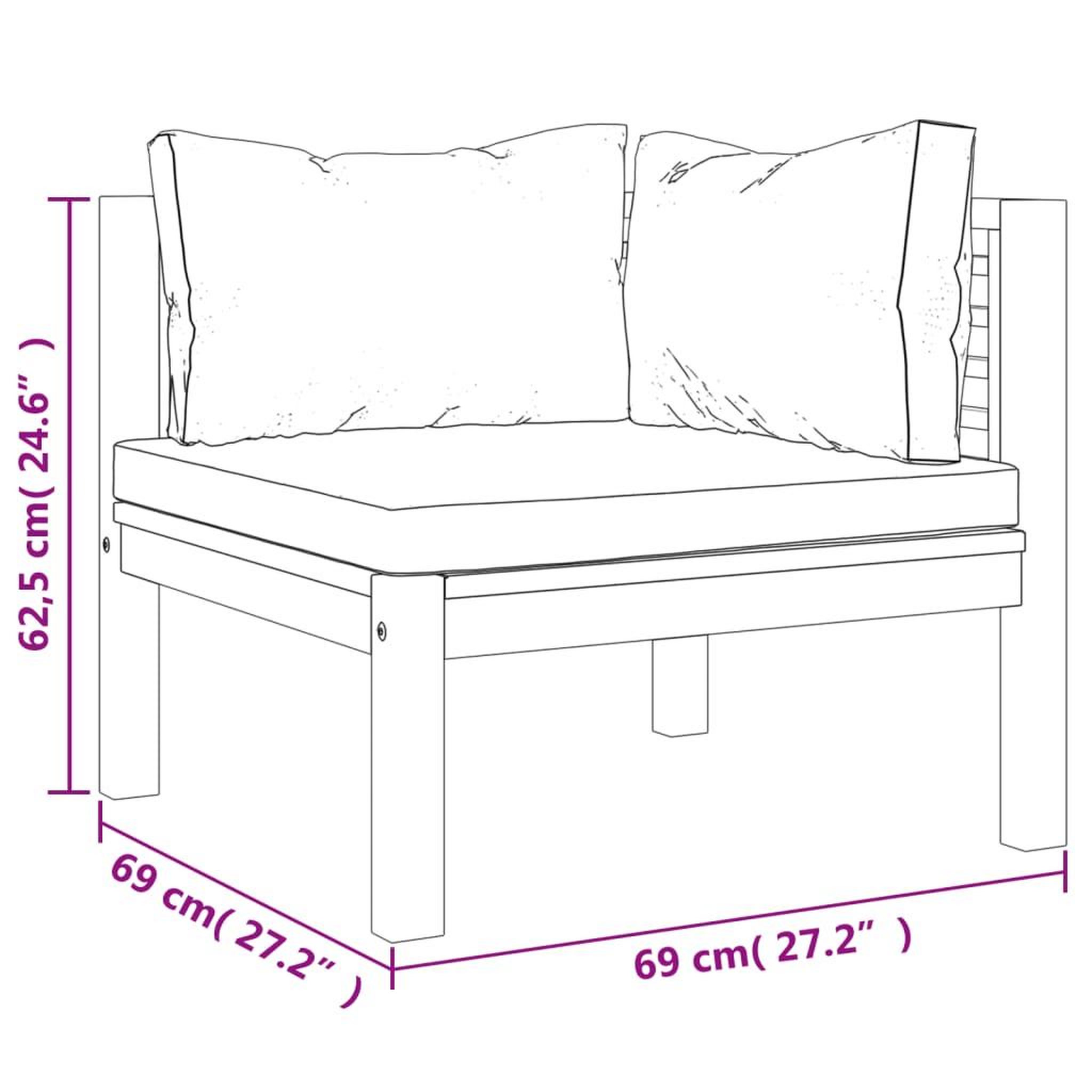 Voir la diapositive 6 : VIDAXL Canape de jardin 3 places et coussin creme Bois d'acacia massif
