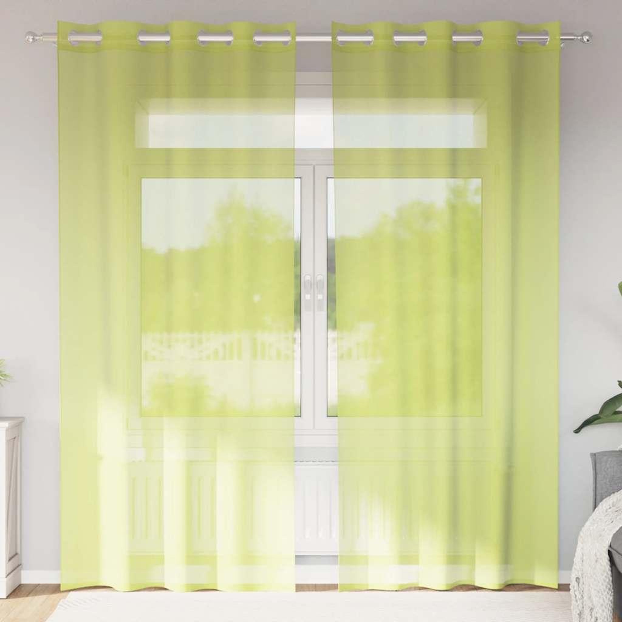 VIDAXL Rideaux en voile avec œillets 2 pcs vert pomme 140x225 cm