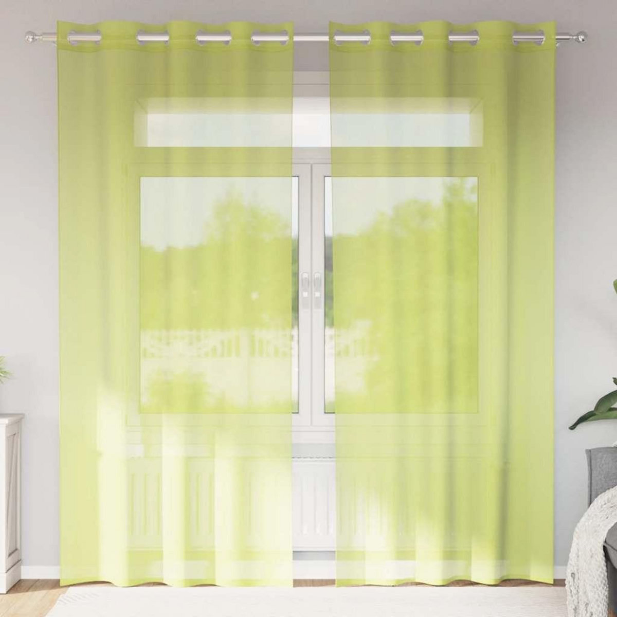 VIDAXL Rideaux en voile avec œillets 2 pcs vert pomme 140x225 cm